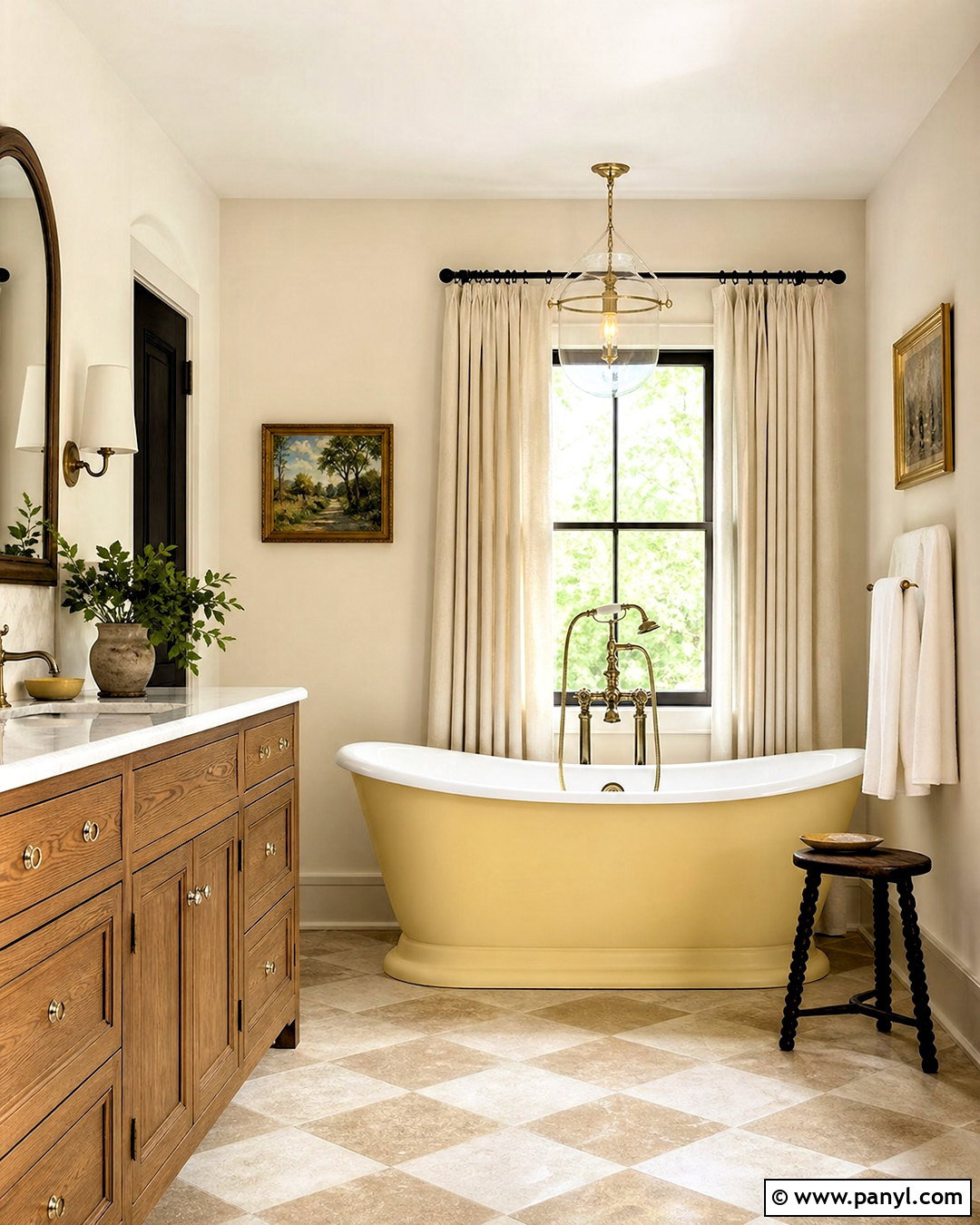 Butter Yellow Bathroom With Freestanding Tub - 20 butter yellow bathroom ideas