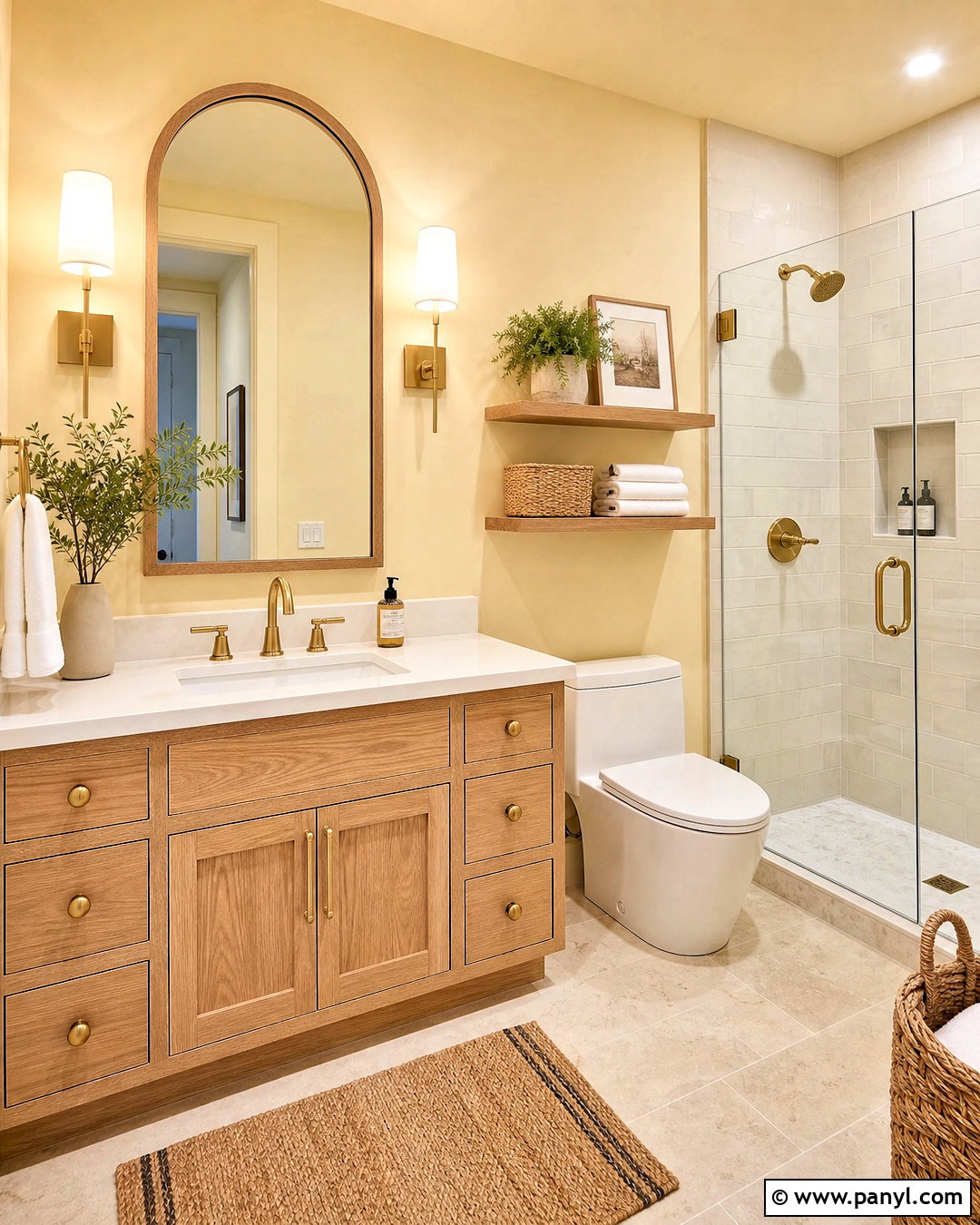 Butter Yellow Bathroom With White Oak Vanity - 20 butter yellow bathroom ideas