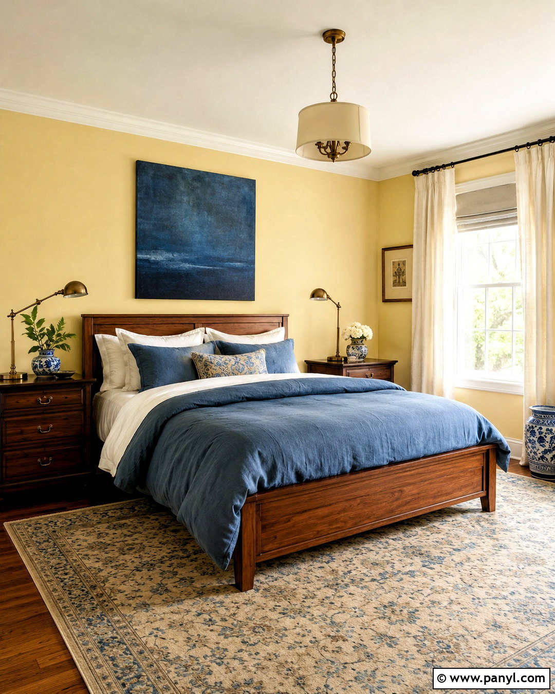 Butter Yellow Bedroom Walls With Blue Bedding - 40 butter yellow walls