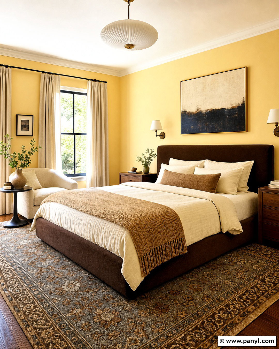 Butter Yellow Bedroom With Chocolate Brown - 20 butter yellow interior ideas