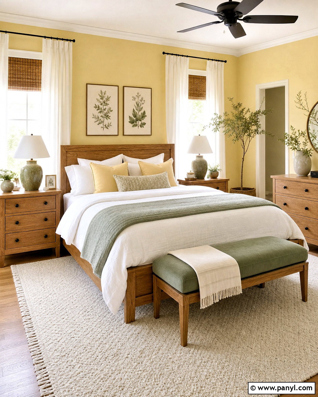 Butter Yellow Bedroom With Sage Green - 20 butter yellow interior ideas