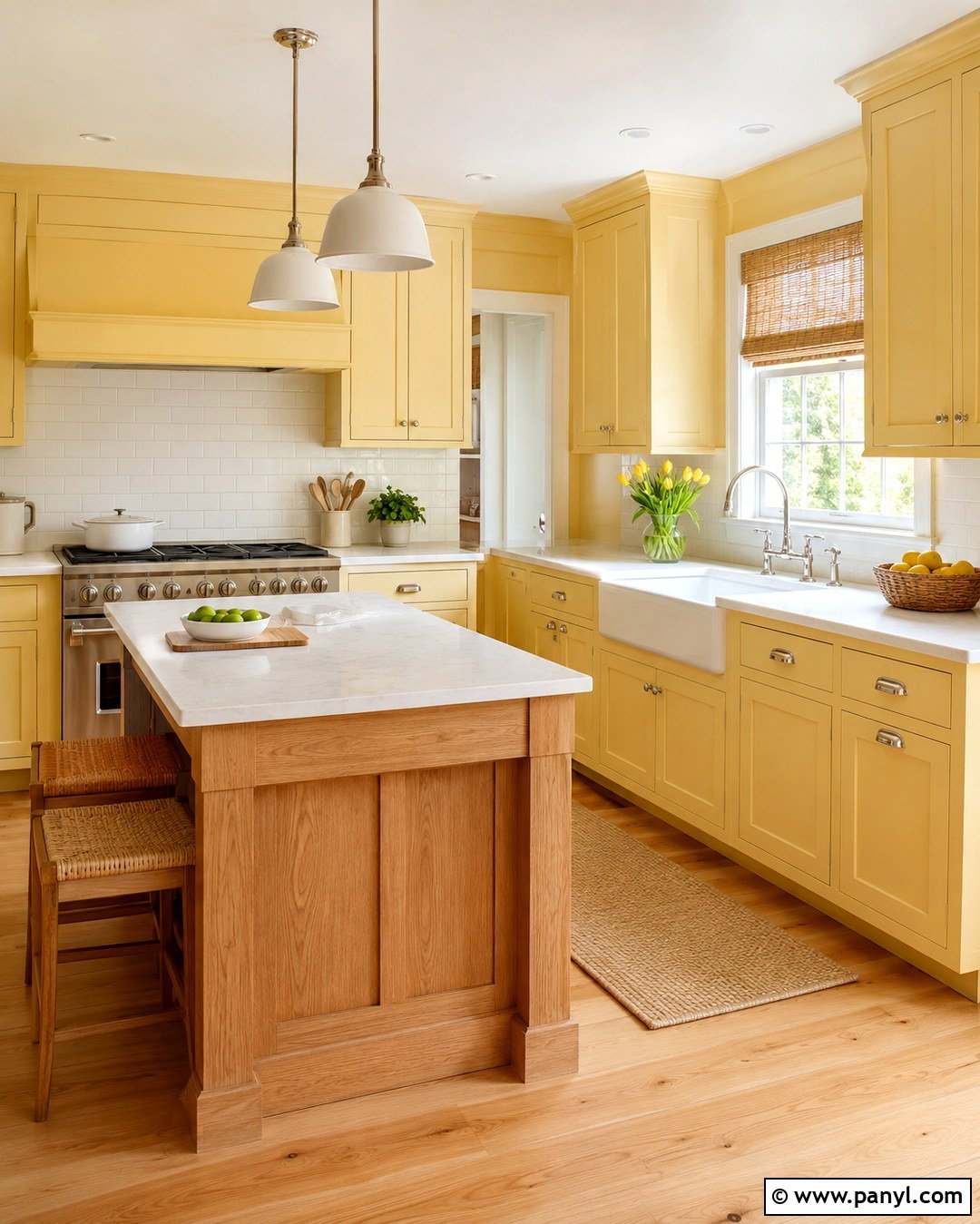 Butter Yellow Cabinets Matching Yellow Walls - 20 Cabinets Matching Wall Color Ideas