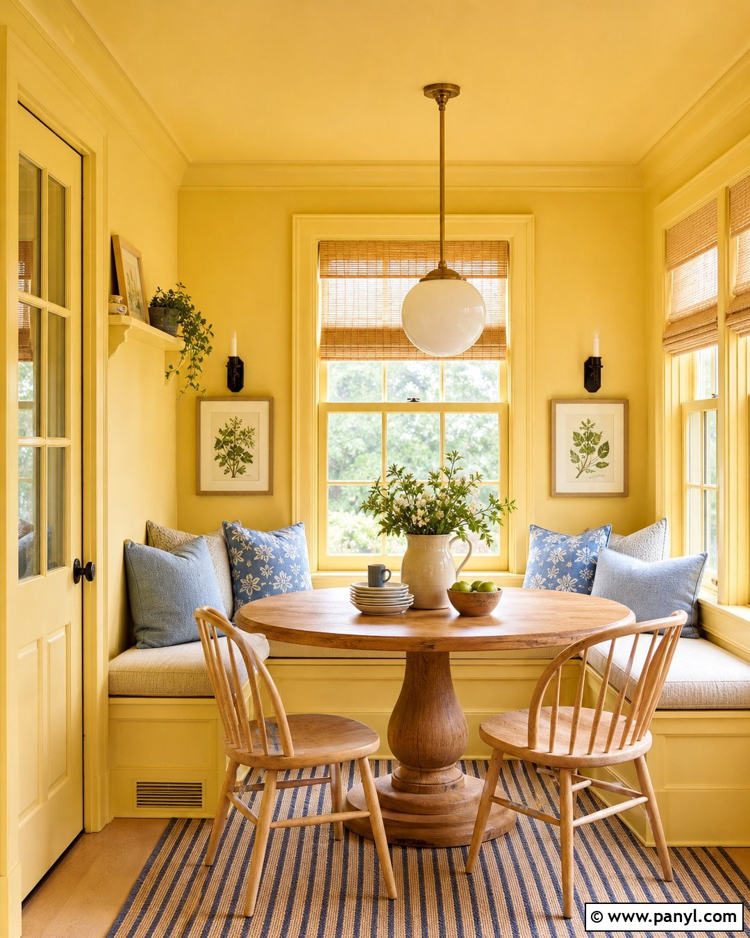 Butter Yellow Color Drenched Breakfast Nook - 25 Color Drenched Walls