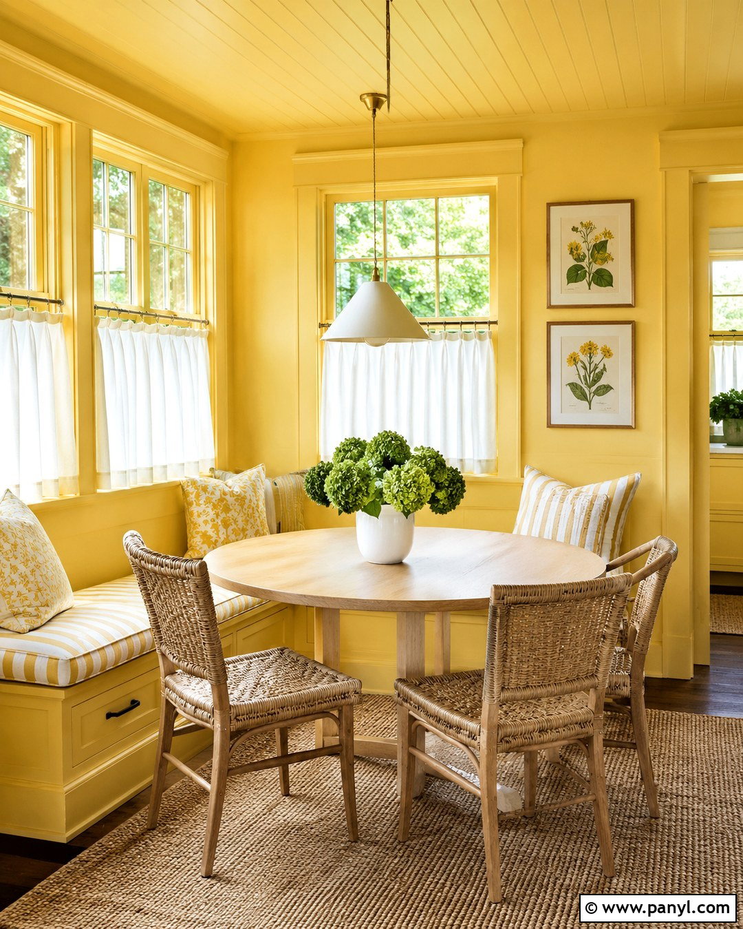 Butter Yellow Color Drenched Breakfast Room - 20 Colour Drenching A Room Ideas