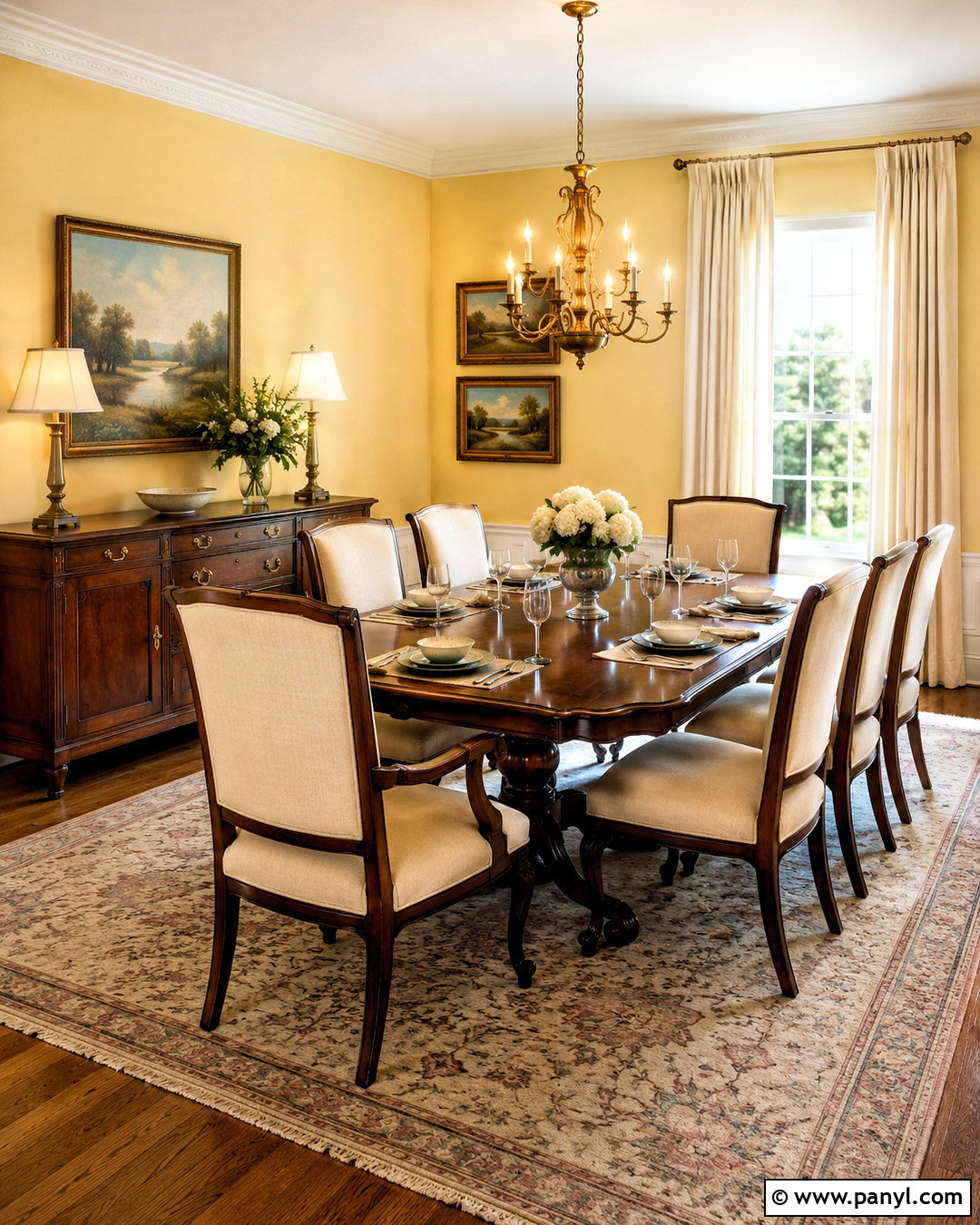 Butter Yellow Dining Room Walls With Dark Wood - 40 butter yellow walls