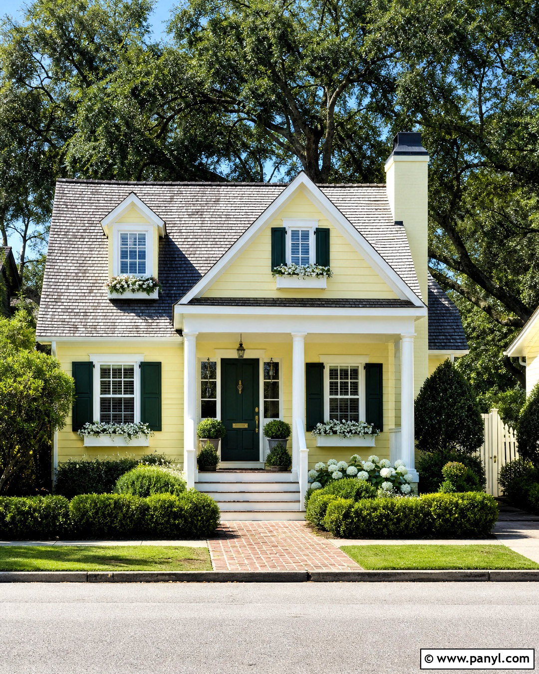 Butter Yellow Exterior Walls With White Trim - 20 exterior wall painting ideas
