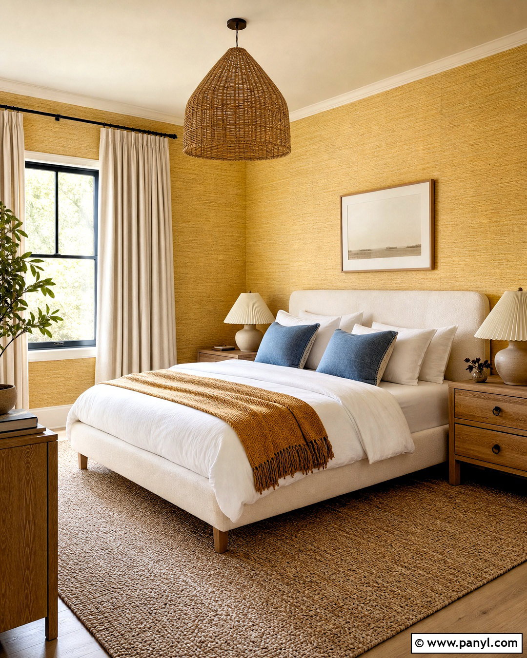 Butter Yellow Grasscloth Wall - 20 yellow wall texture ideas