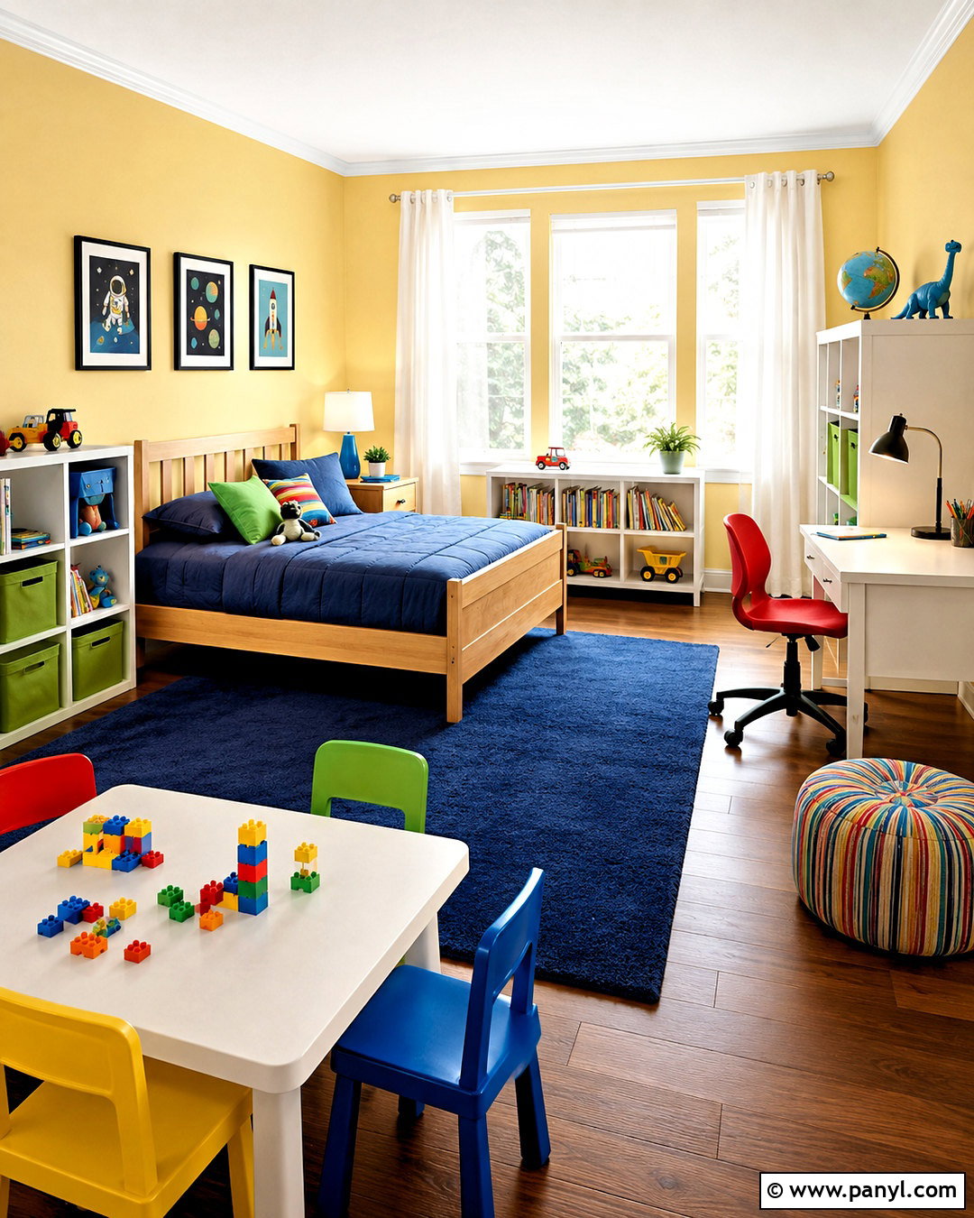 Butter Yellow Kids Room Walls With Primary Accents - 40 butter yellow walls