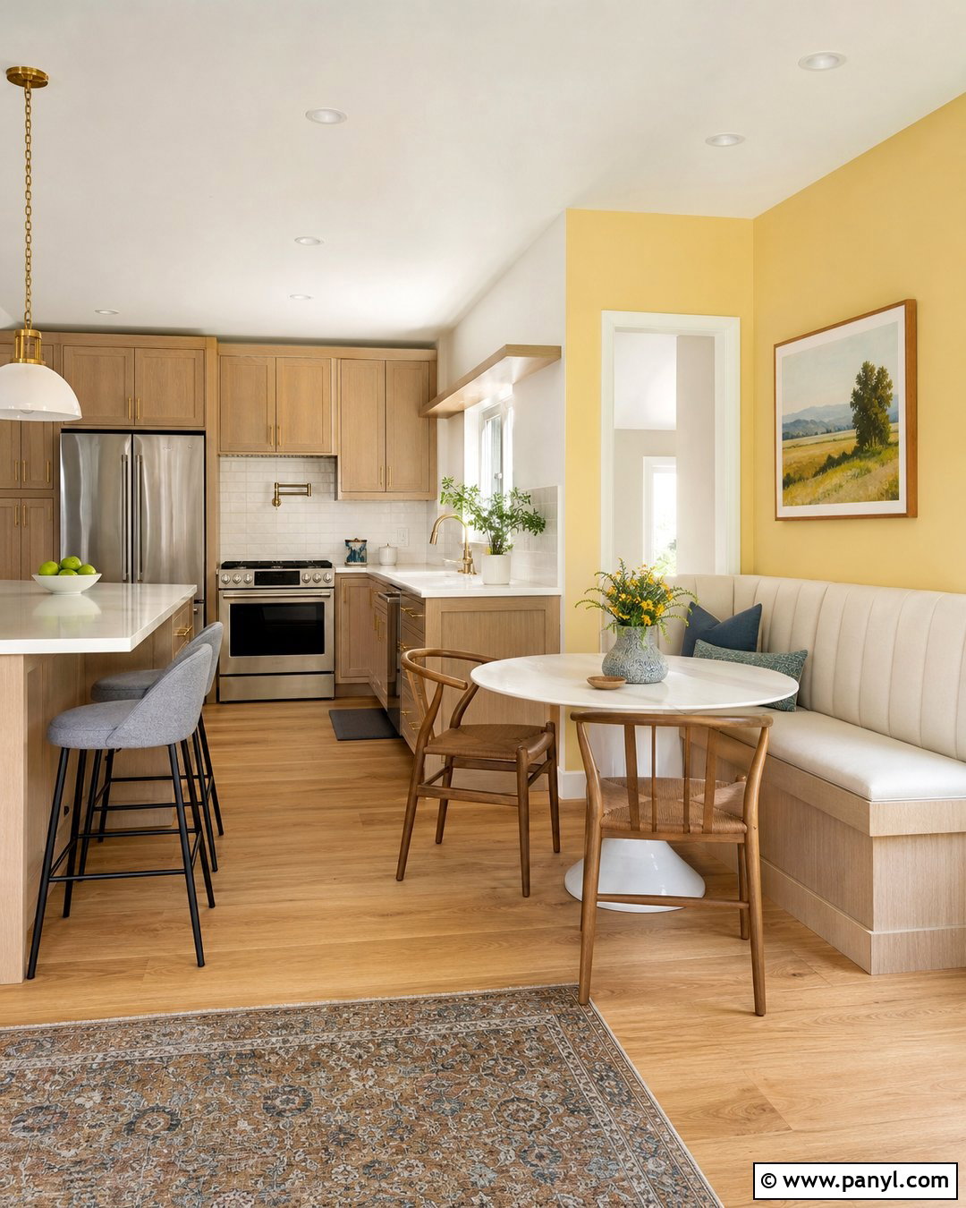 Butter Yellow Kitchen Accent Wall - 20 Modern Kitchen With Colorful Accent Wall Ideas