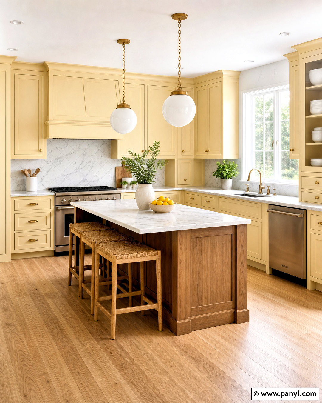 Butter Yellow Kitchen Cabinets With White Marble - 20 butter yellow kitchen ideas