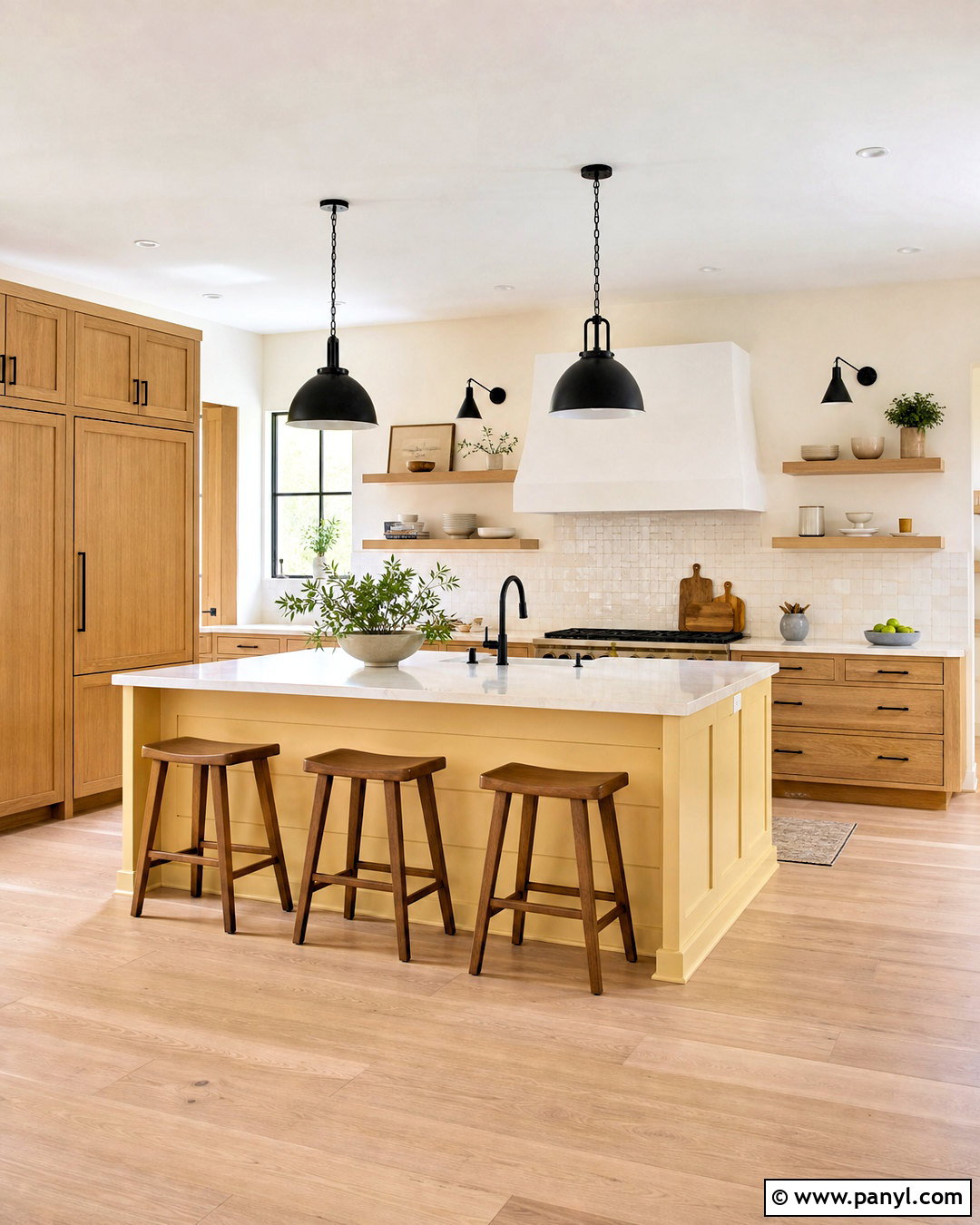 Butter Yellow Kitchen Island With Oak Cabinets - 20 butter yellow kitchen ideas