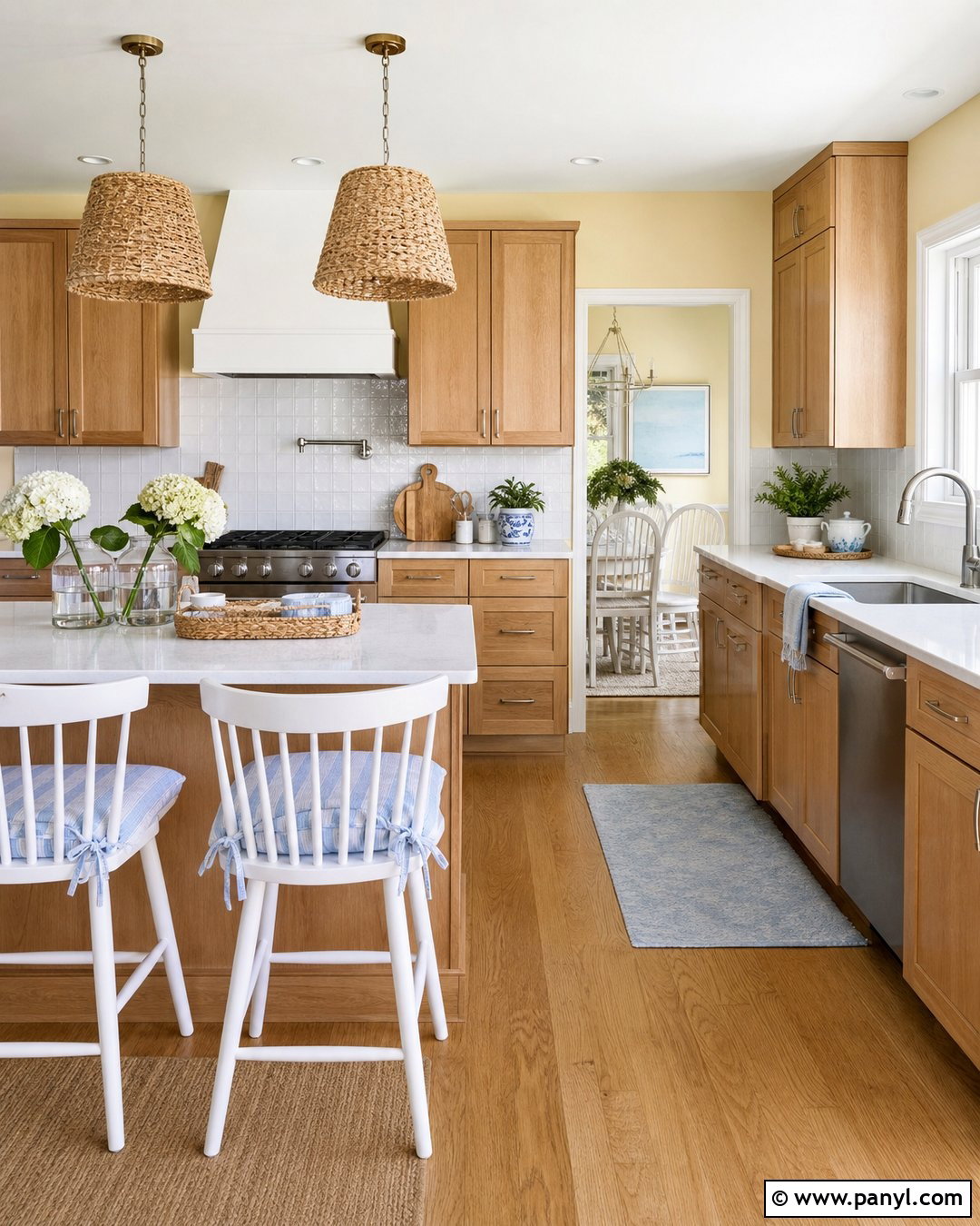 Butter Yellow Kitchen Walls With Natural Wood Cabinets - 25 Kitchen Wall Color With Natural Wood Cabinet Ideas