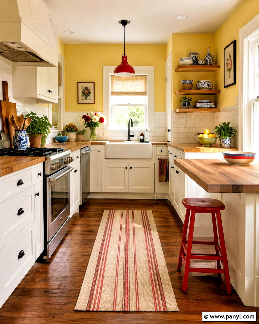 Butter Yellow Kitchen Walls With Red Accents - 40 butter yellow walls
