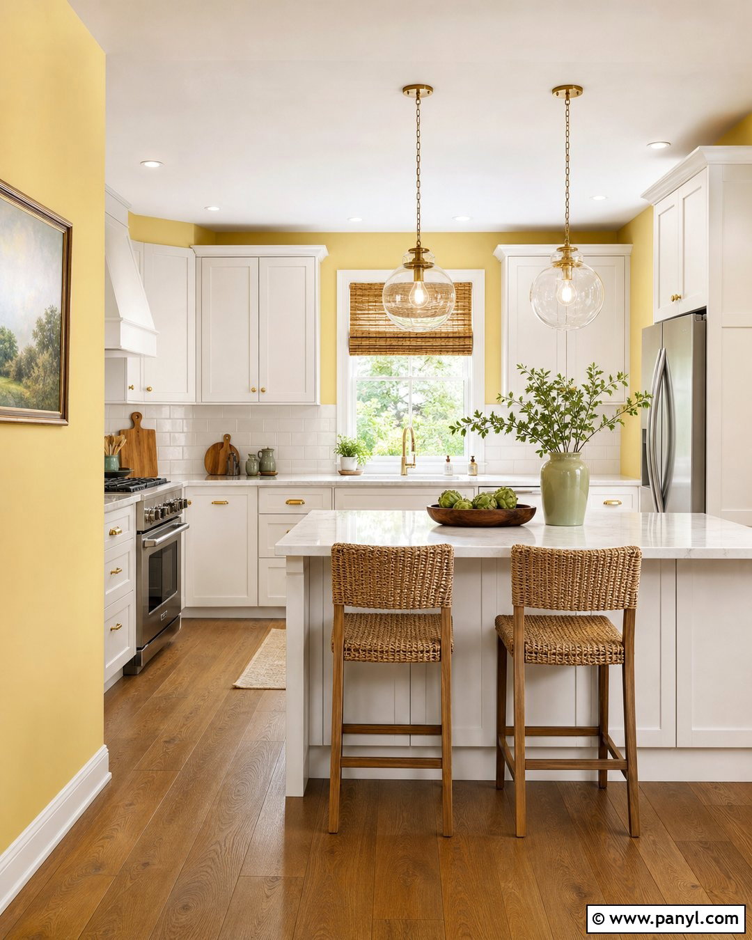 Butter Yellow Kitchen Walls With White Cabinets - 30 Yellow Wall Kitchen Ideas