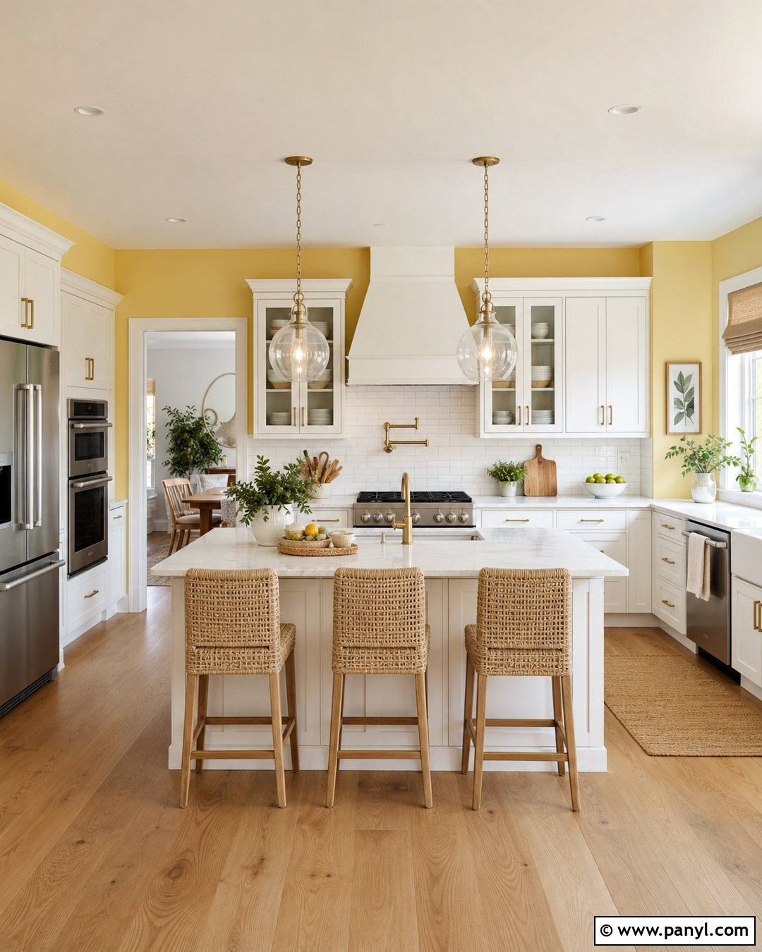 Butter Yellow Kitchen Walls With White Cabinets - 45 Yellow Kitchen Walls