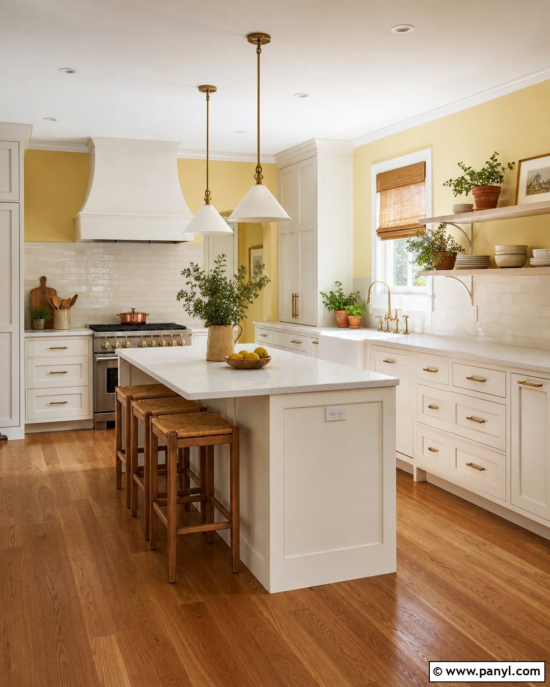 Butter Yellow Kitchen Walls With White Cabinets - 30 Kitchen Yellow Walls