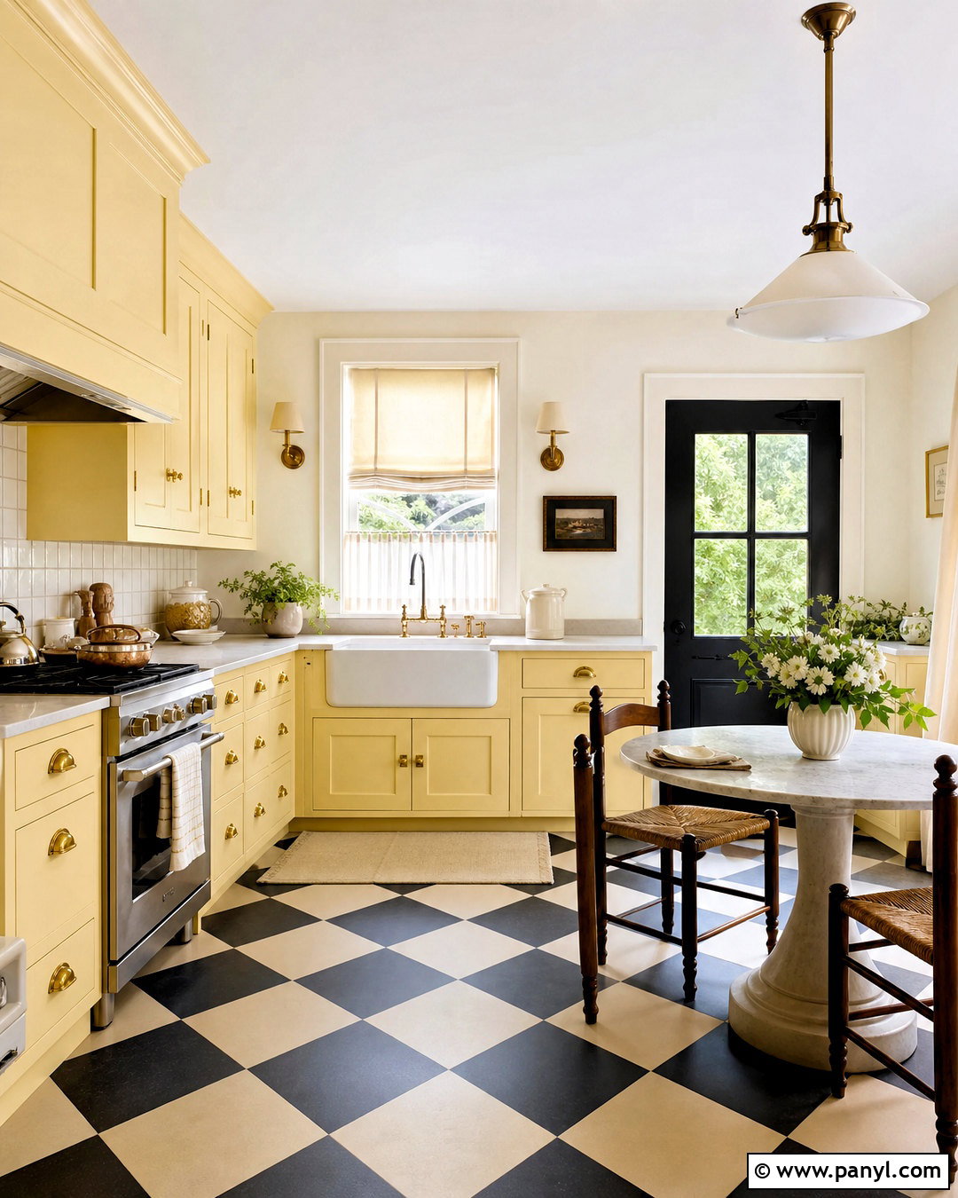 Butter Yellow Kitchen With Checkerboard Floor - 20 butter yellow kitchen ideas