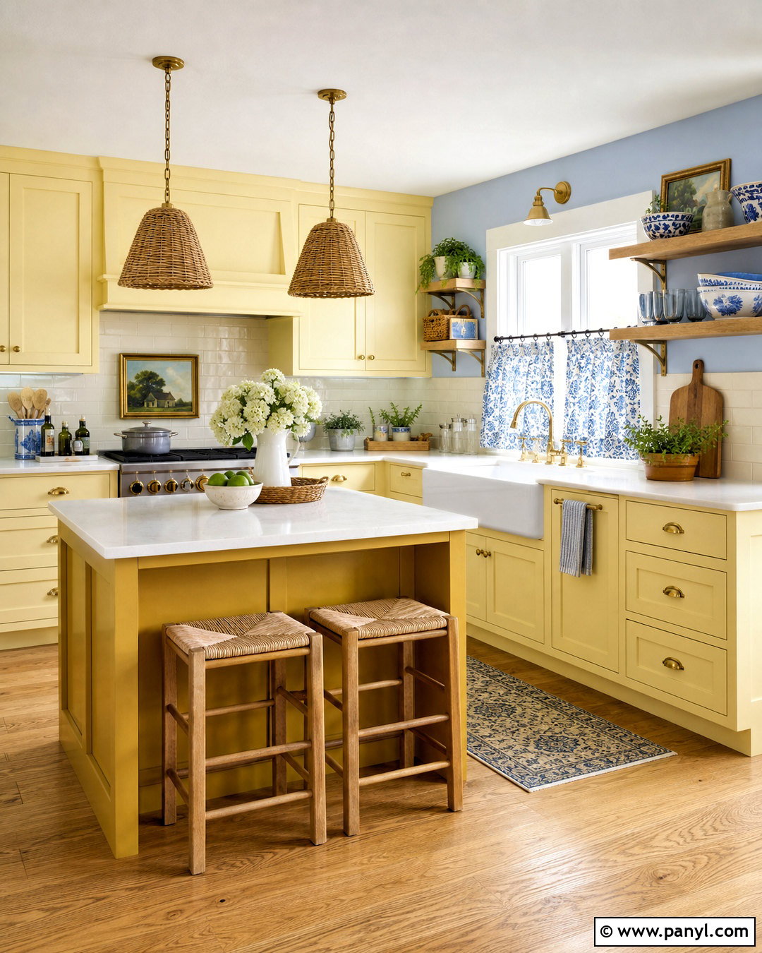 Butter Yellow Kitchen With Powder Blue - 20 butter yellow interior ideas