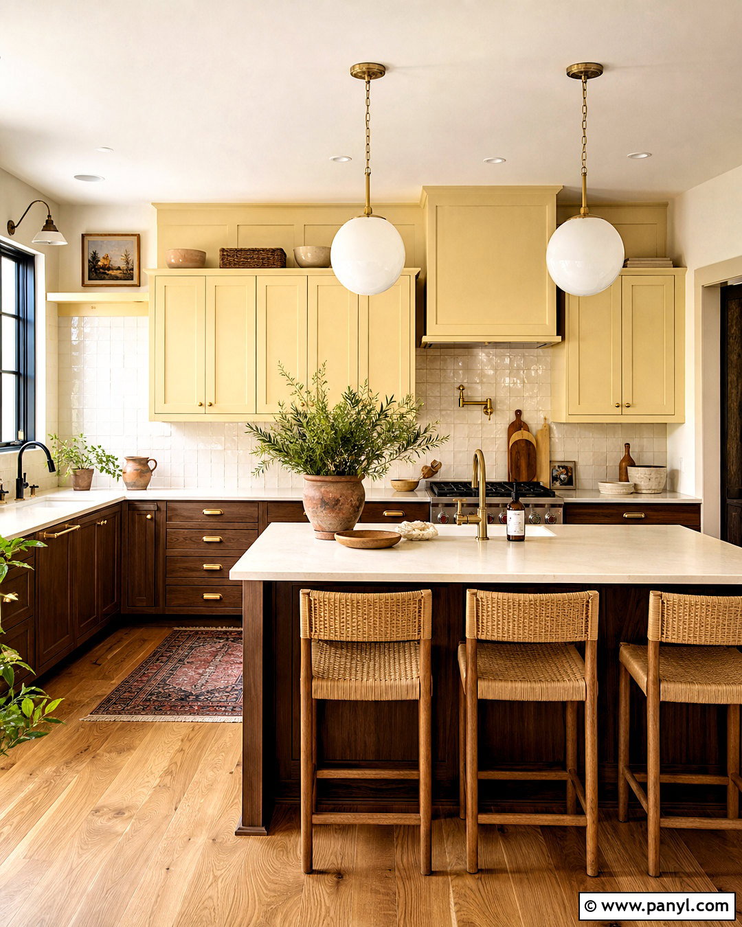 Butter Yellow Kitchen With Walnut Cabinets - 20 butter yellow interior ideas