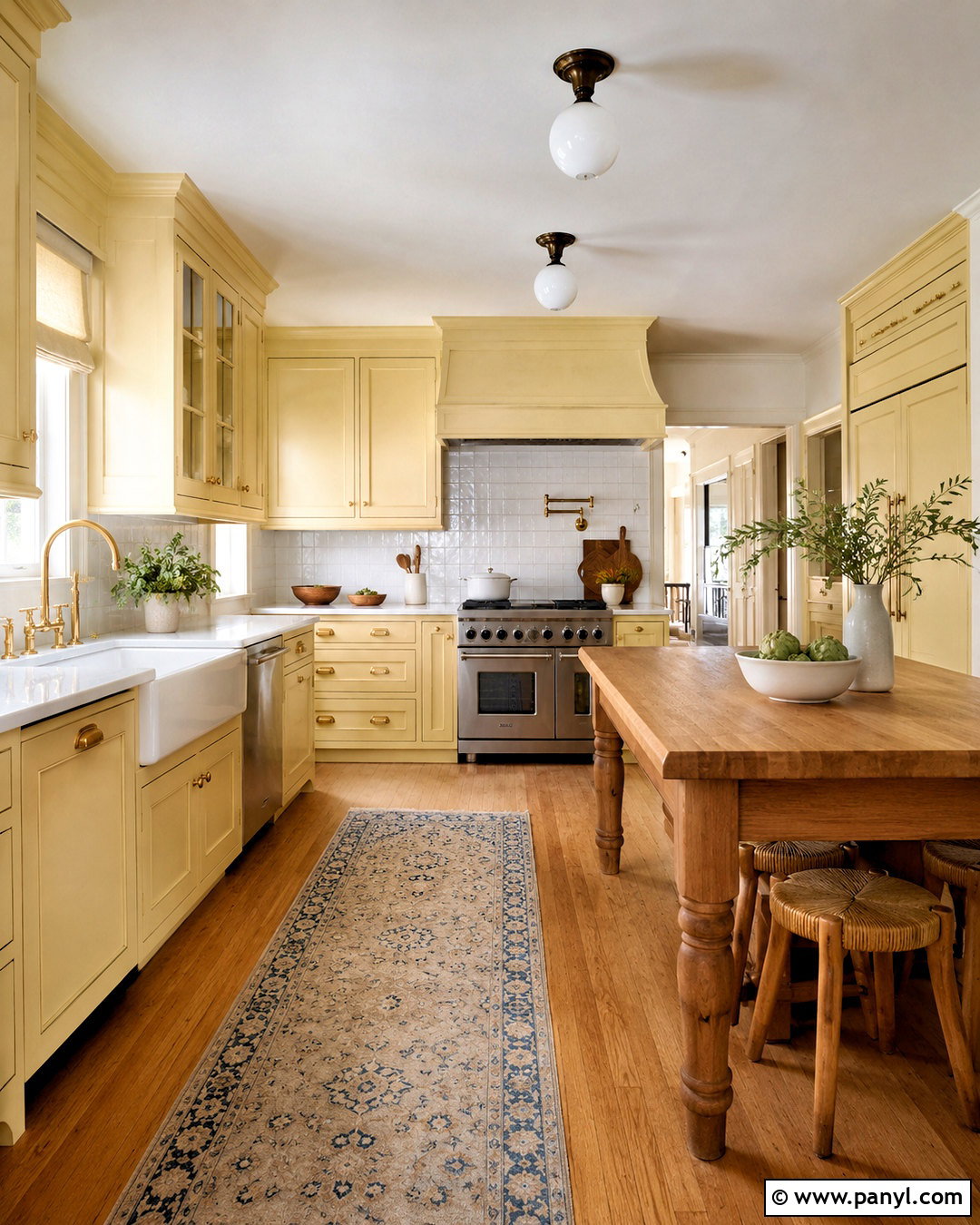 Butter Yellow Kitchen With White Tile - 20 light color kitchen ideas