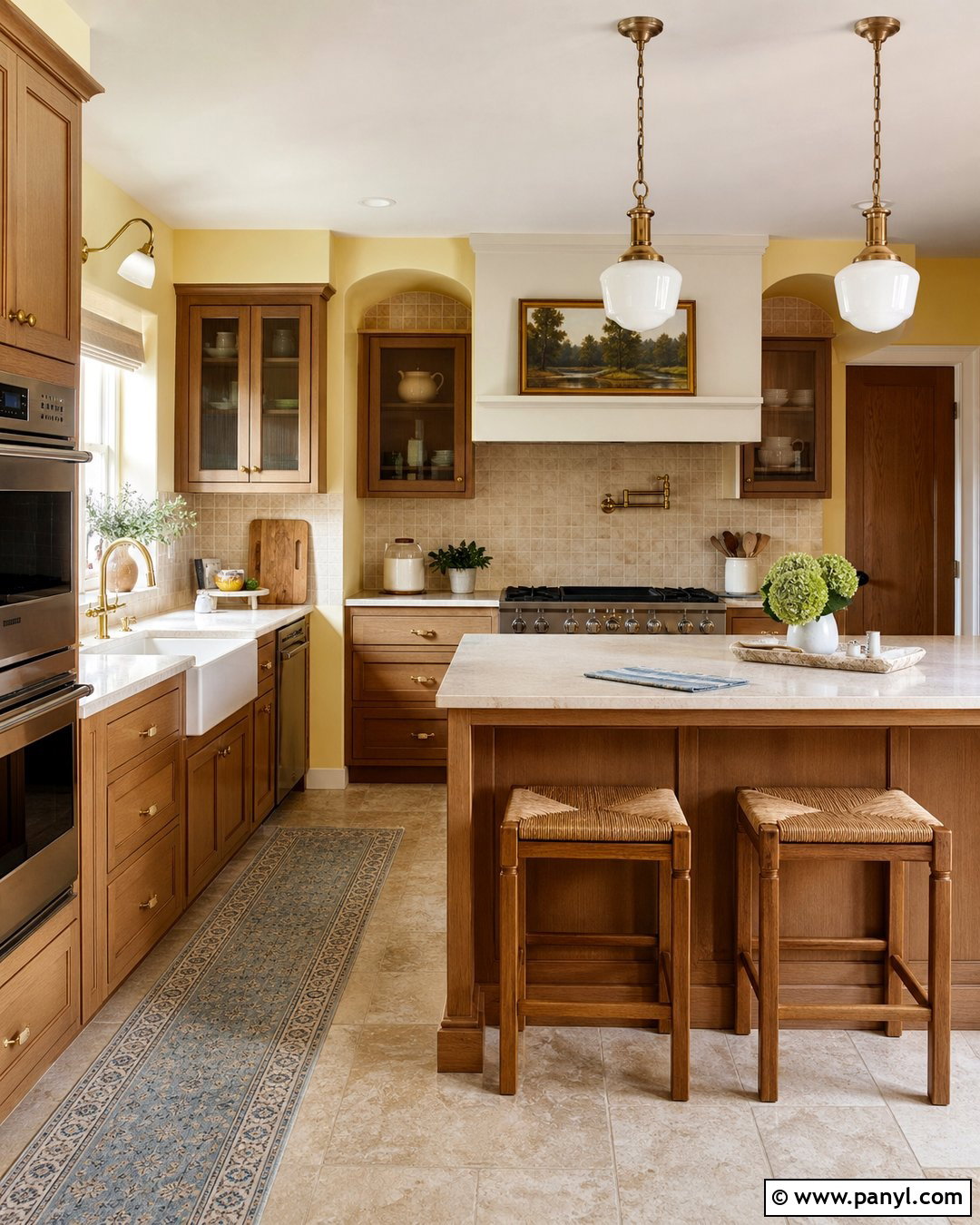 Butter Yellow Kitchen With Wood Cabinets - 25 Kitchen Colors With Wood Cabinets