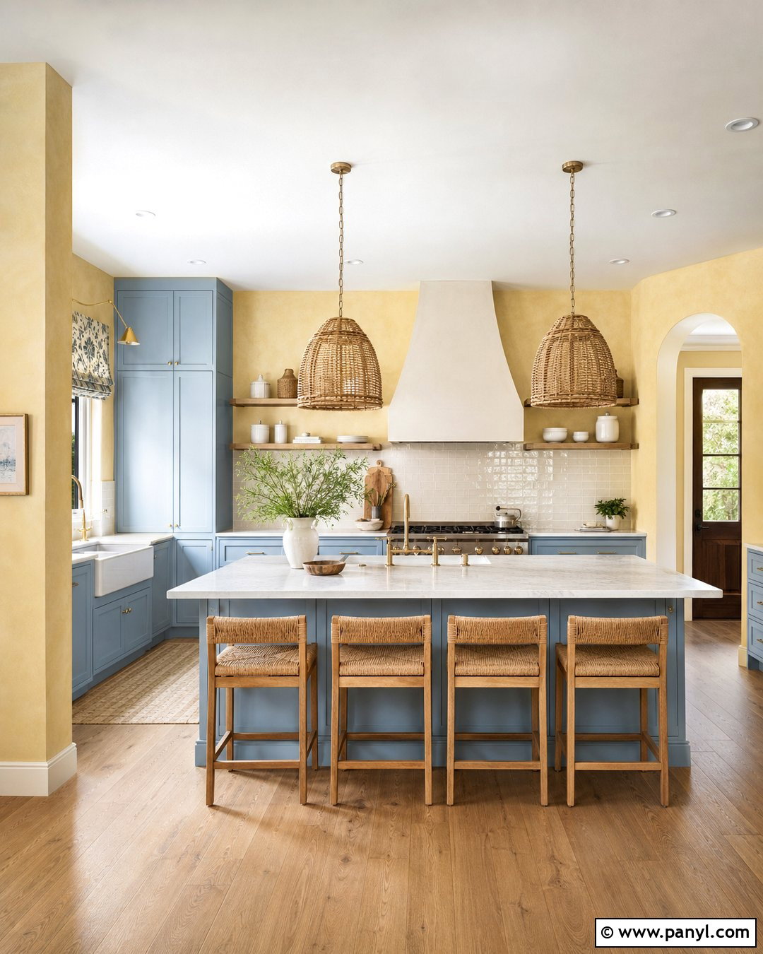 Butter Yellow Limewash And Soft Blue - 25 Limewash Color Combinations