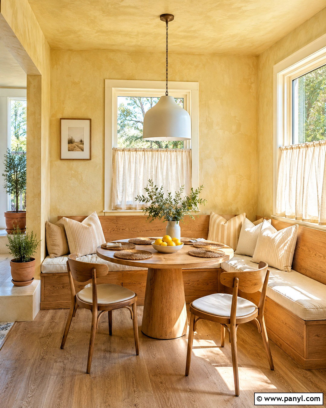 Butter Yellow Limewash Texture Breakfast Nook - 20 limewash texture ideas