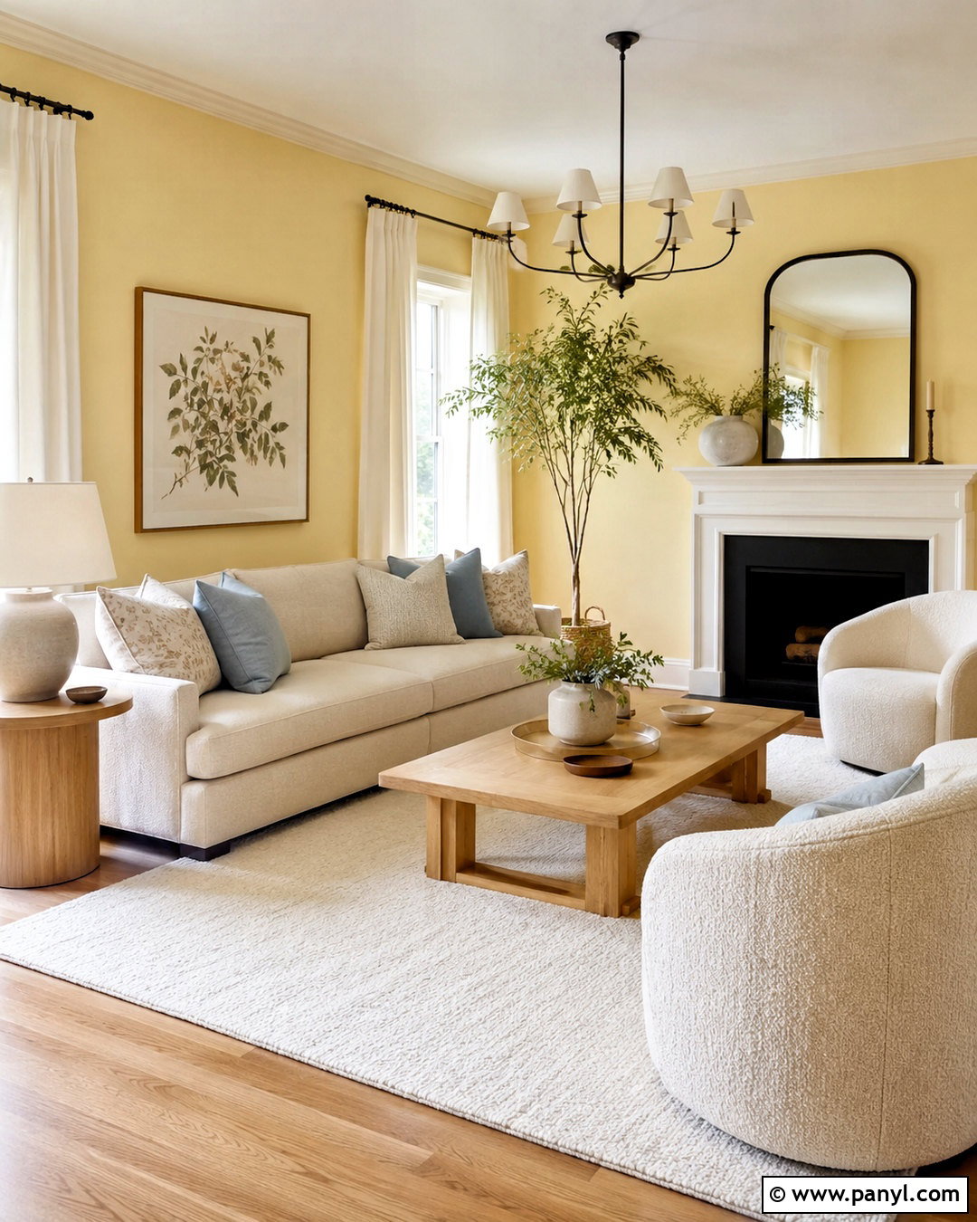 Butter Yellow Living Room - 35 Yellow Wall Room Ideas