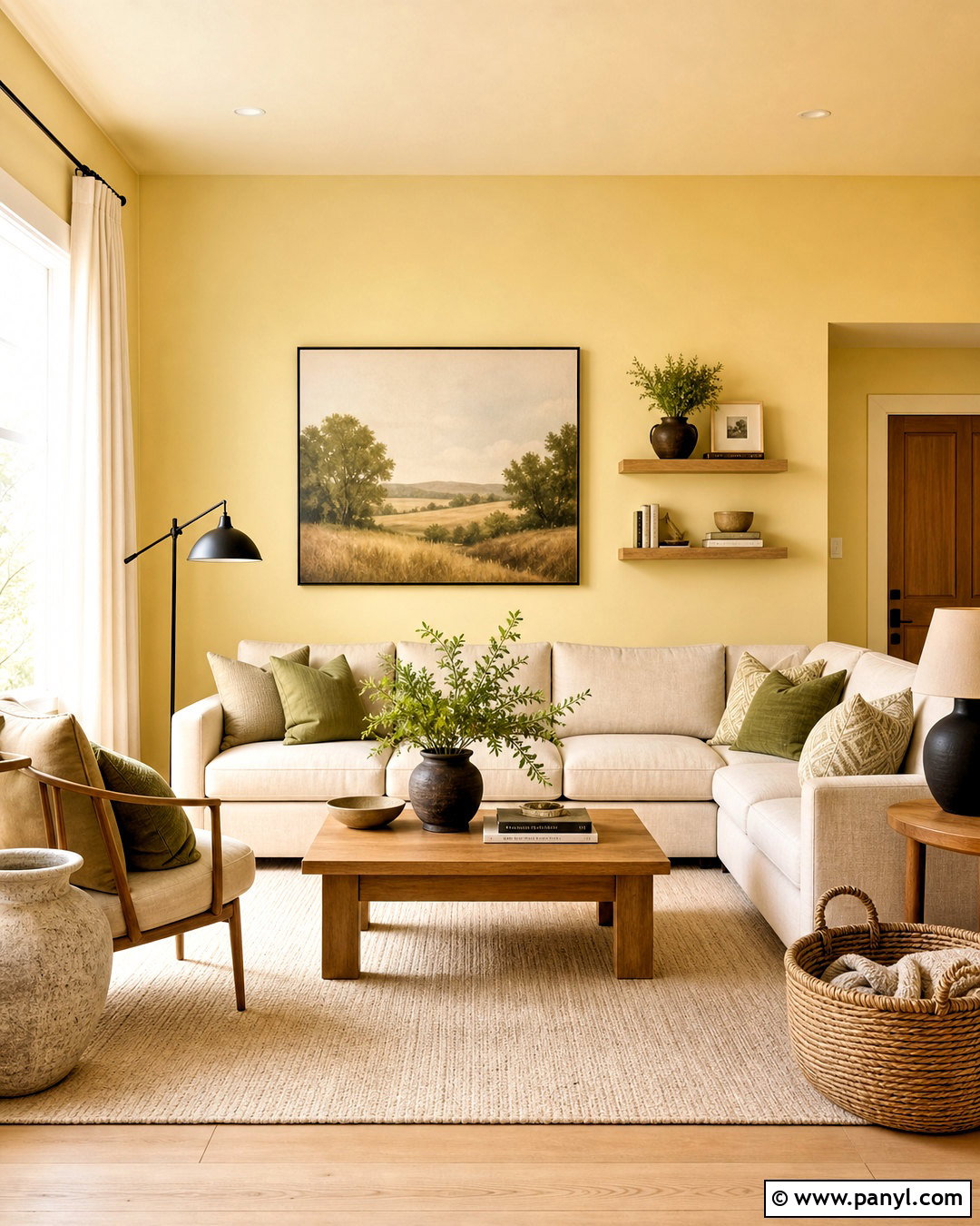 Butter Yellow Living Room Wall - 20 yellow wall decor ideas