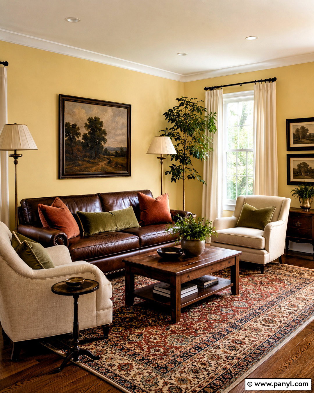 Butter Yellow Living Room Walls With Brown Leather - 40 butter yellow walls