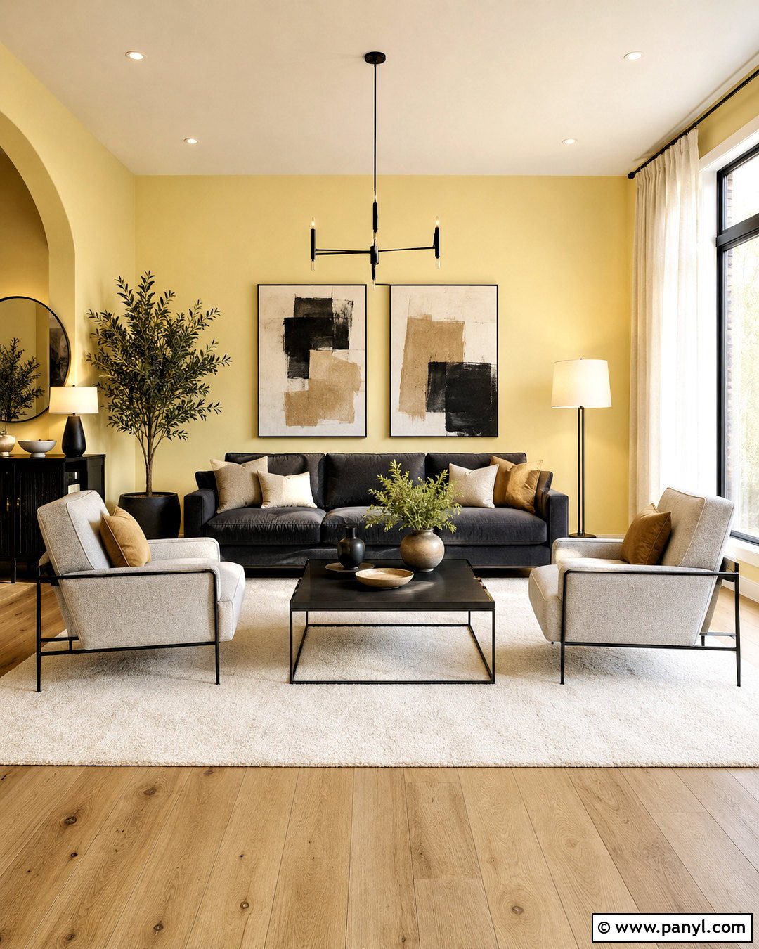 Butter Yellow Living Room Walls With Charcoal Gray - 40 butter yellow walls