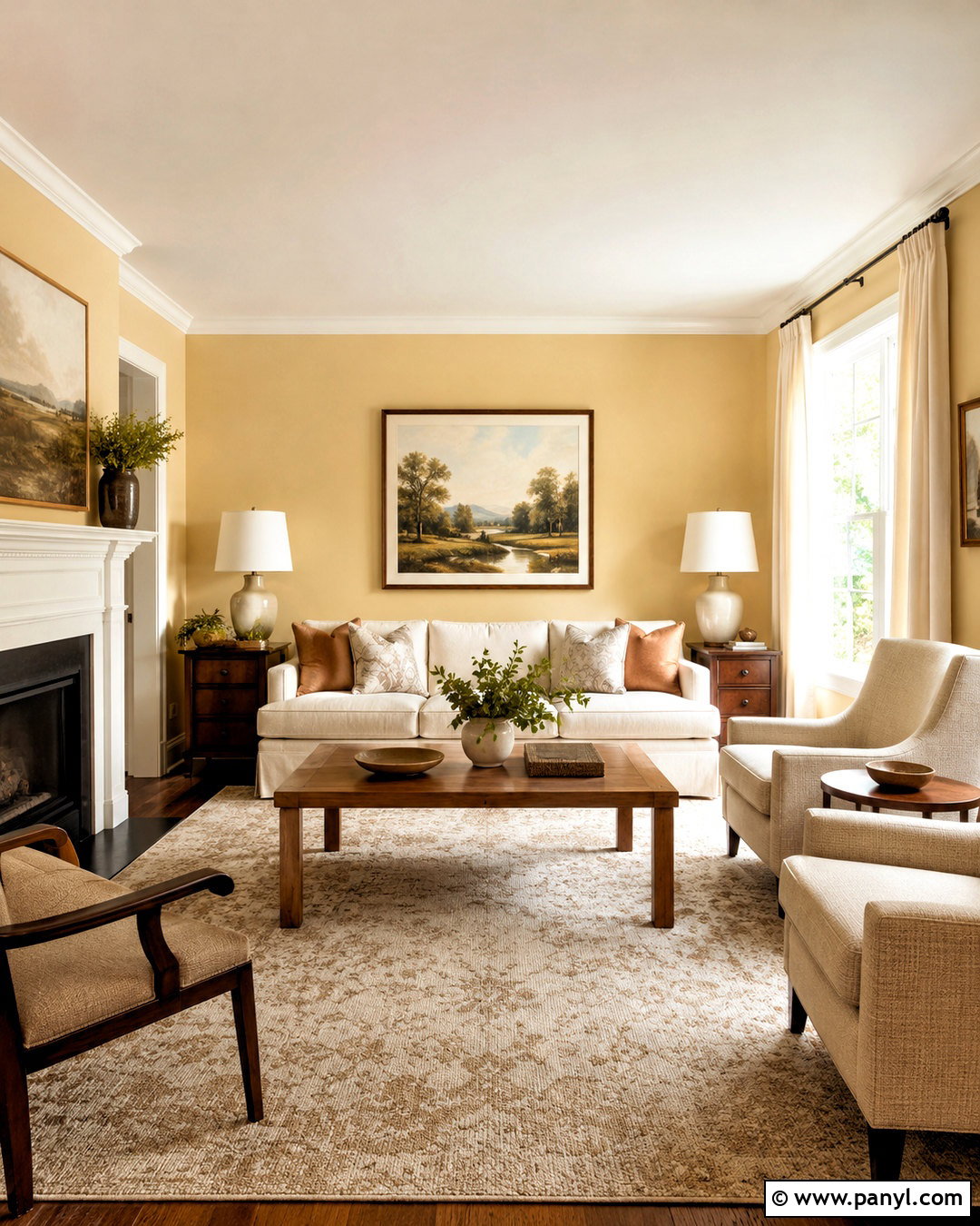 Butter Yellow Living Room Walls With Cream Furniture - 40 butter yellow walls