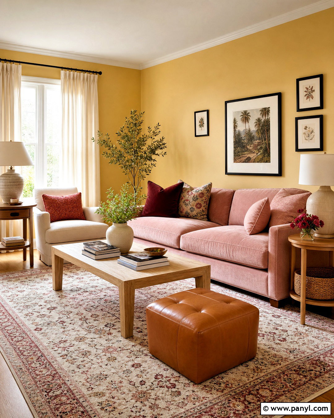Butter Yellow Living Room With Blush Pink - 20 butter yellow living room ideas