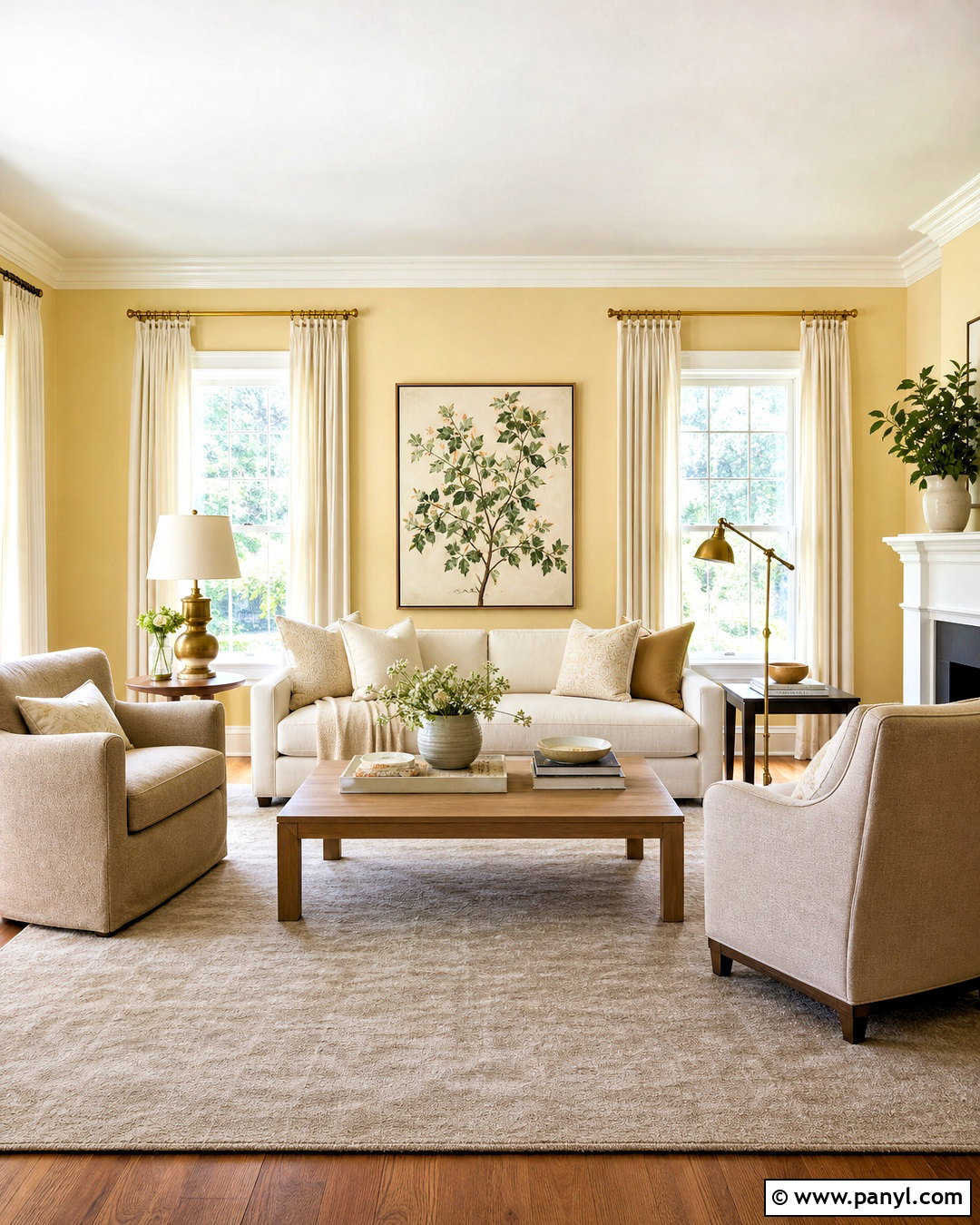 Butter Yellow Living Room With Cream Furniture - 20 butter yellow living room ideas