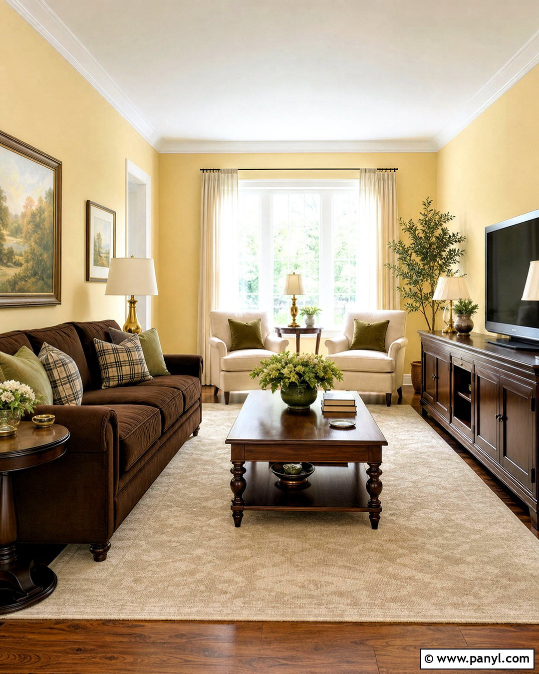 Butter Yellow Living Room With Dark Wood - 20 butter yellow living room ideas
