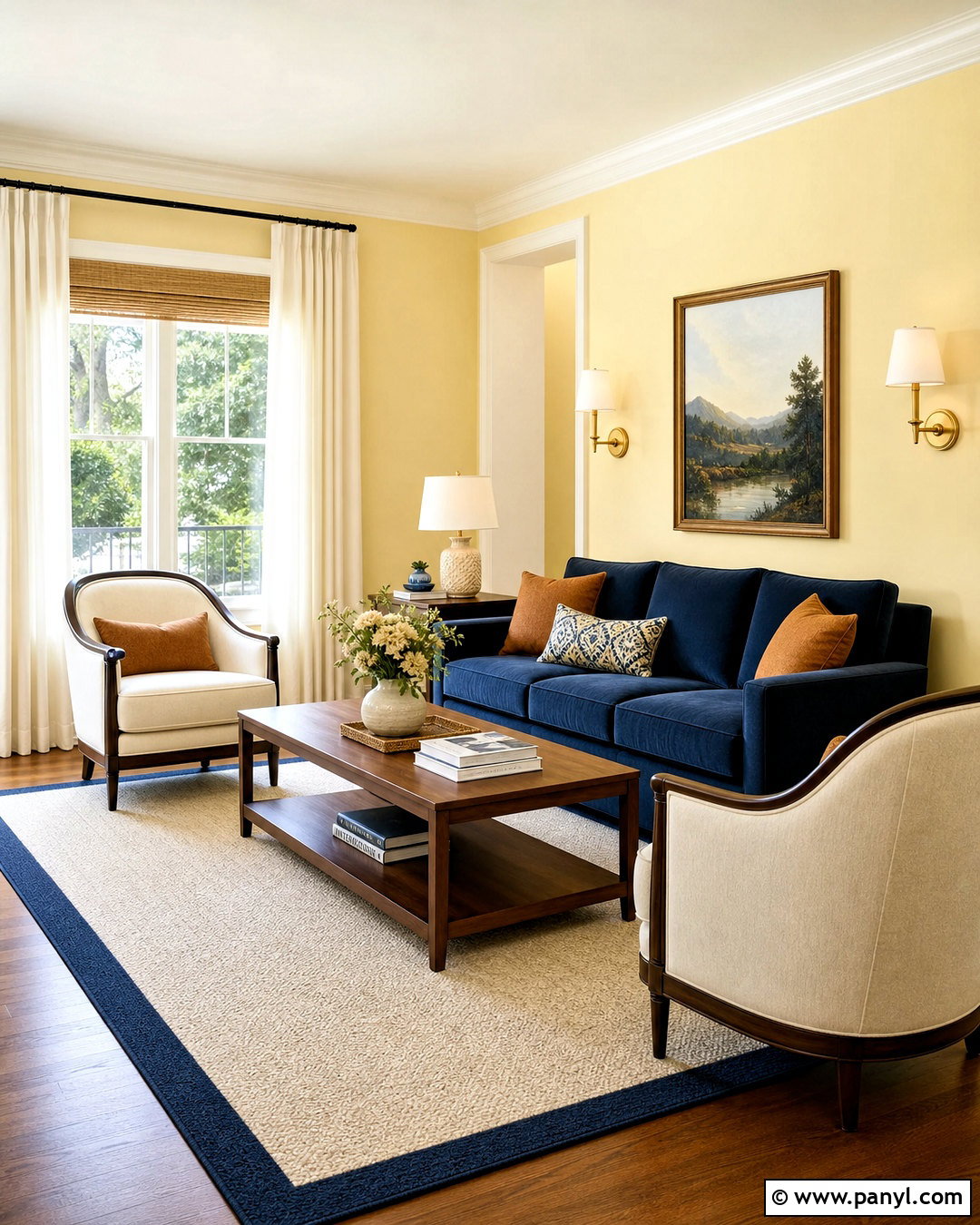Butter Yellow Living Room With Navy Blue - 20 butter yellow living room ideas