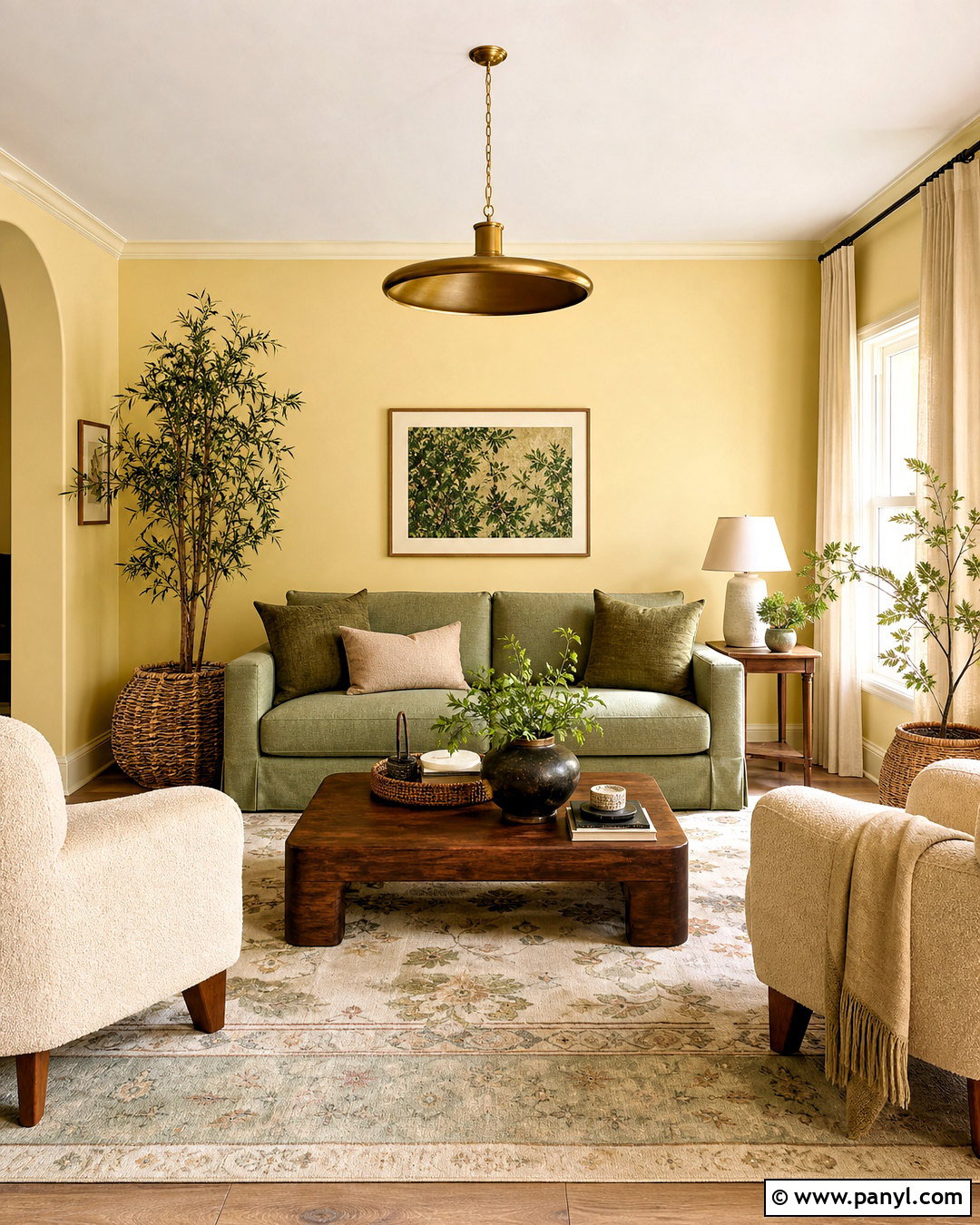 Butter Yellow Living Room With Sage Green - 20 butter yellow living room ideas
