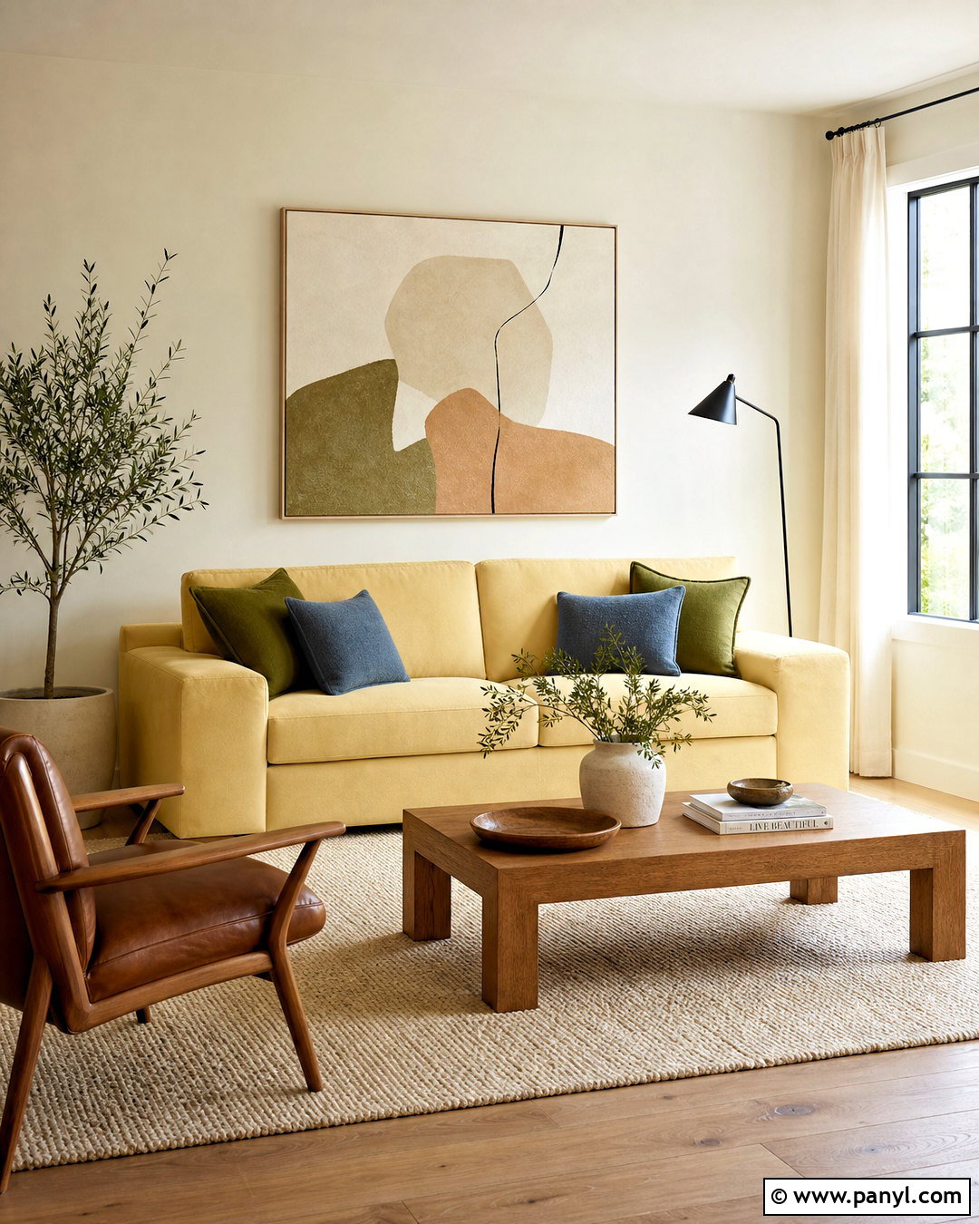 Butter Yellow Sofa In A Neutral Room - 20 butter yellow interior ideas