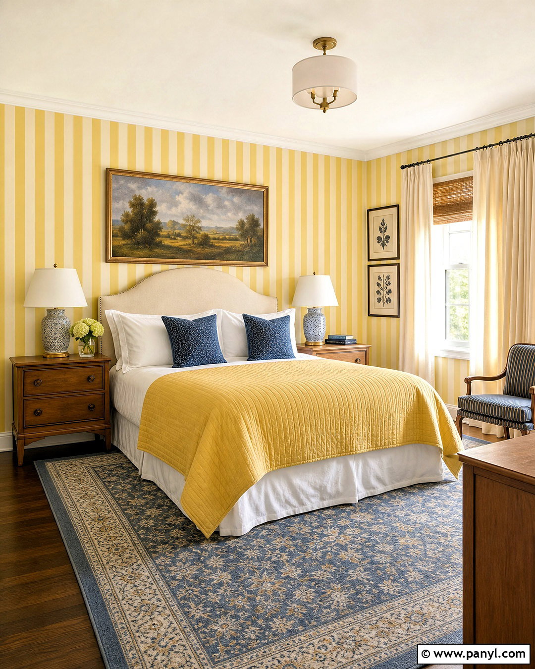 Butter Yellow Striped Bedroom - 20 butter yellow bedroom ideas