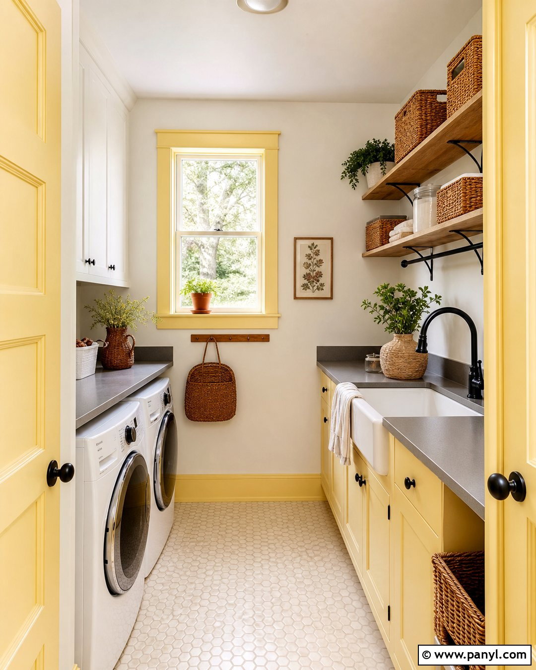 Butter Yellow Trim With White Walls - 25 White Wall Colored Trim Ideas