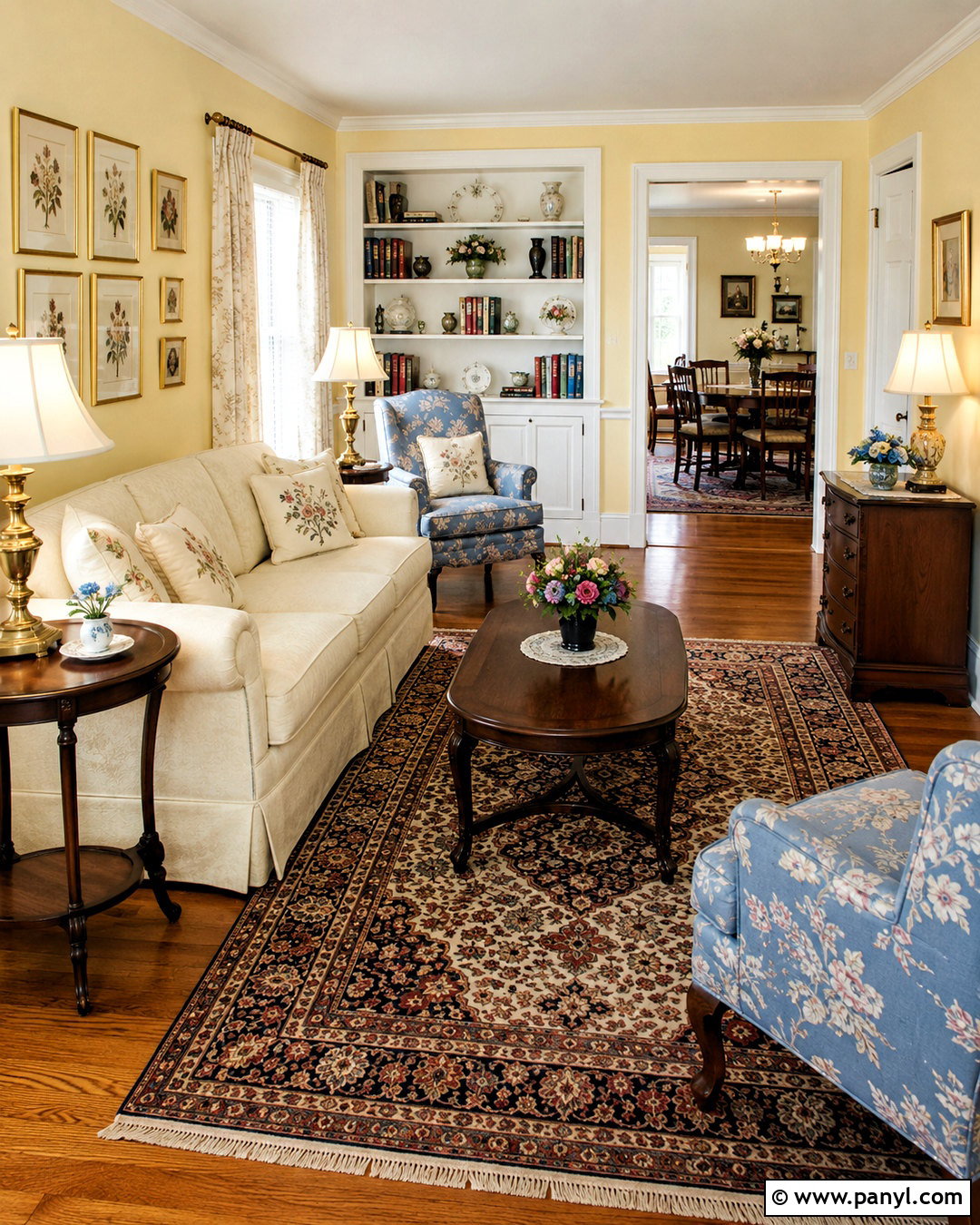 Butter Yellow Wall Vintage Living Room - 20 Yellow Wall Vintage Style Ideas