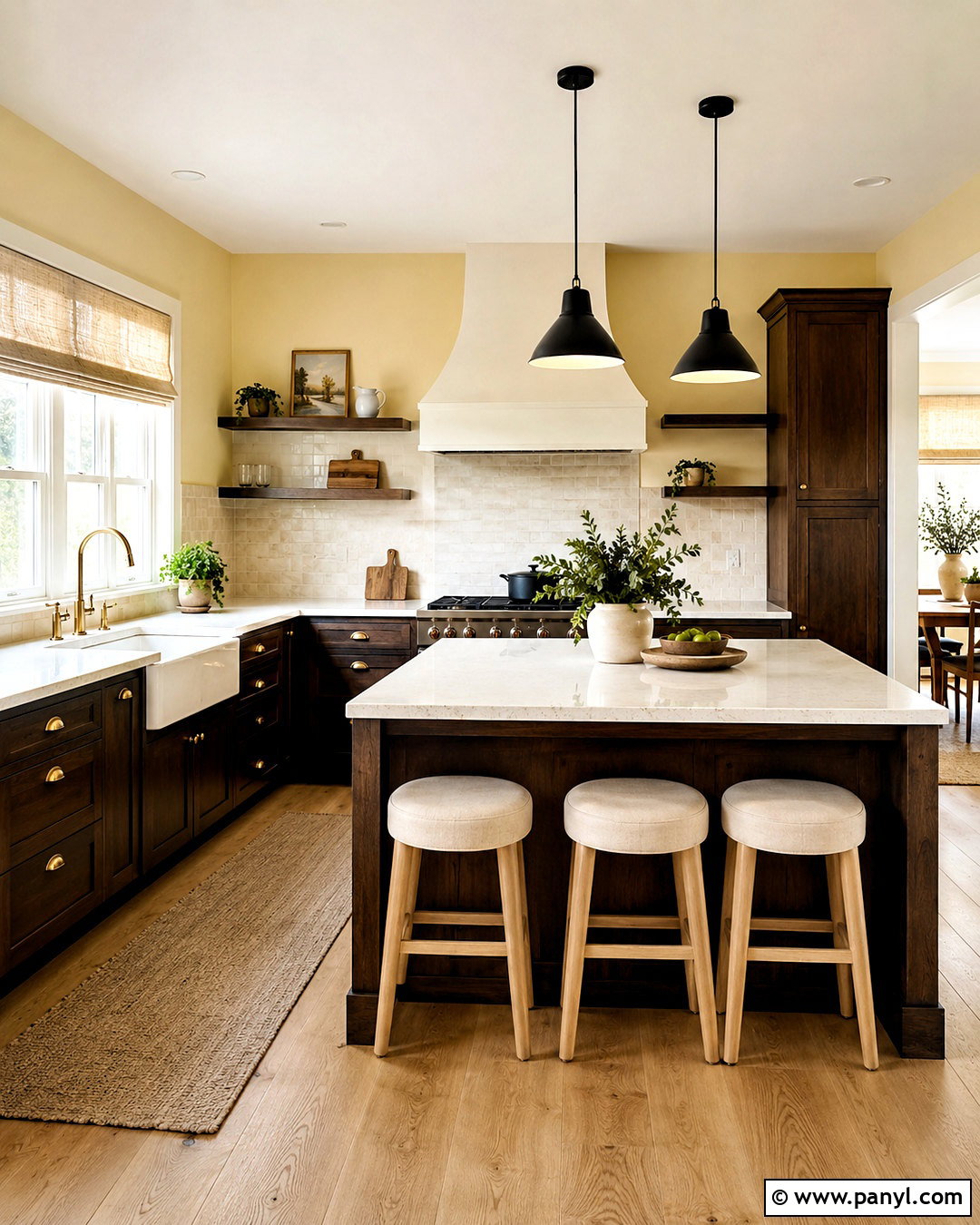 Butter Yellow Walls With Dark Brown Cabinets - 20 Wall Color For Dark Brown Cabinets