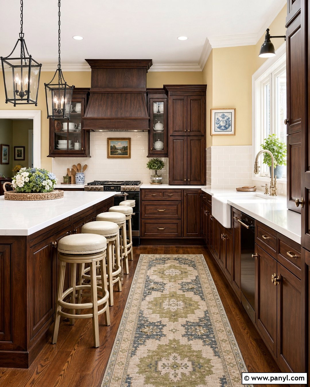 Butter Yellow Walls With Dark Cherry Cabinets - 20 Dark Cherry Kitchen Cabinets Wall Color Ideas