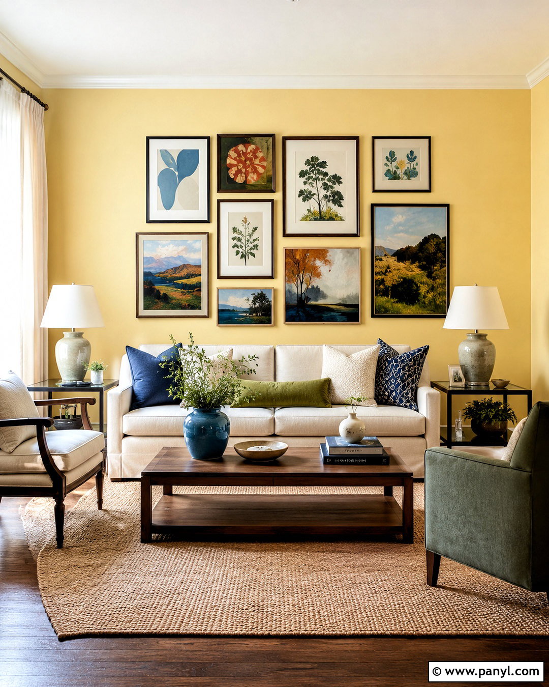 Butter Yellow Walls With Gallery Art - 40 butter yellow walls