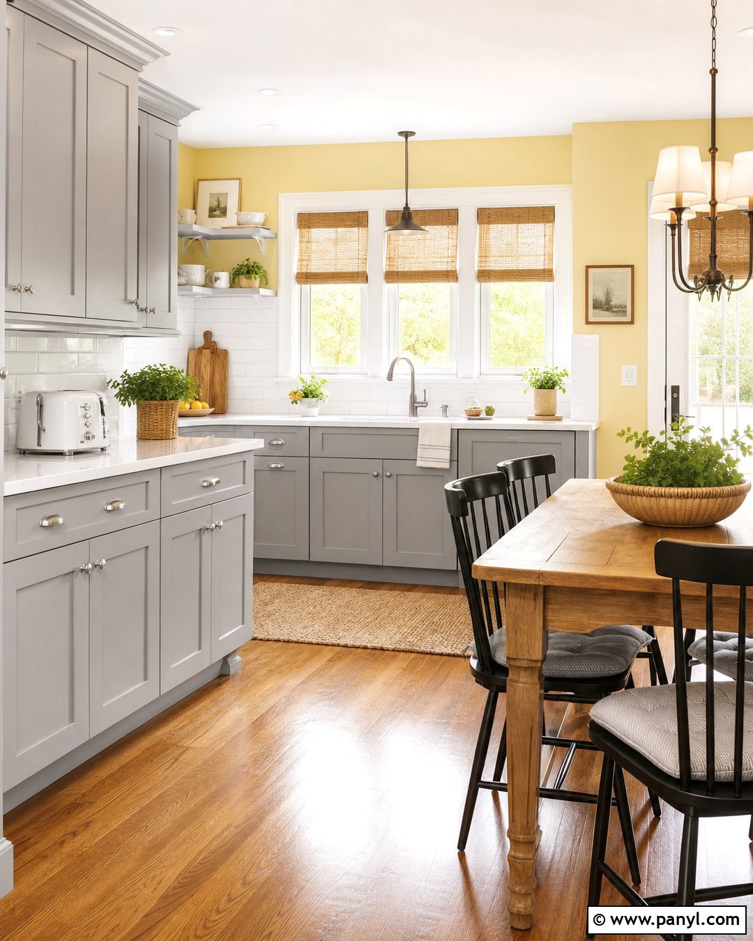 Butter Yellow Walls With Grey Kitchen Cabinets - 30 Grey Kitchen Cabinets Wall Color Ideas