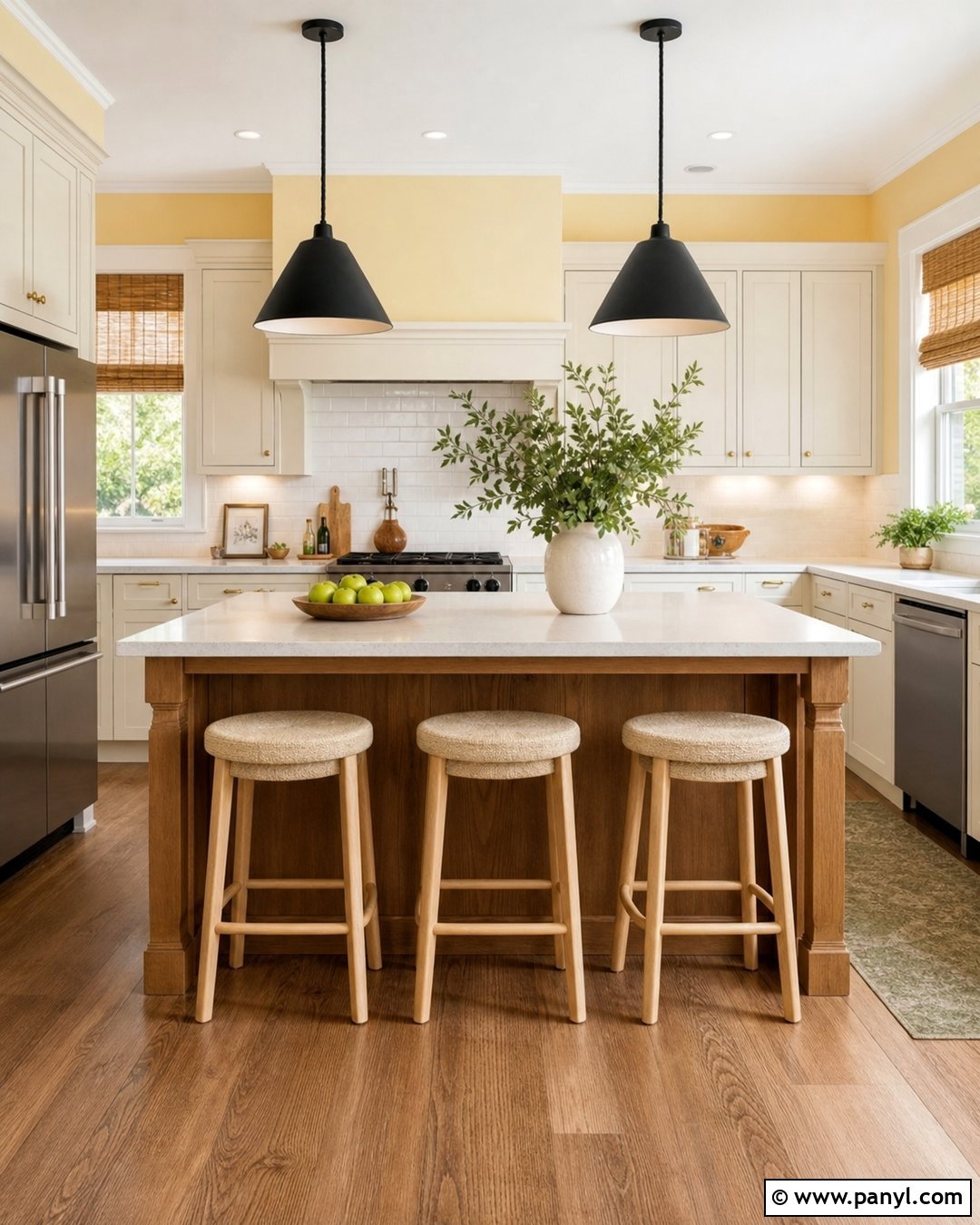Butter Yellow Walls With Medium Oak Floors - 25 Wall Color Combination With Wooden Floor Ideas