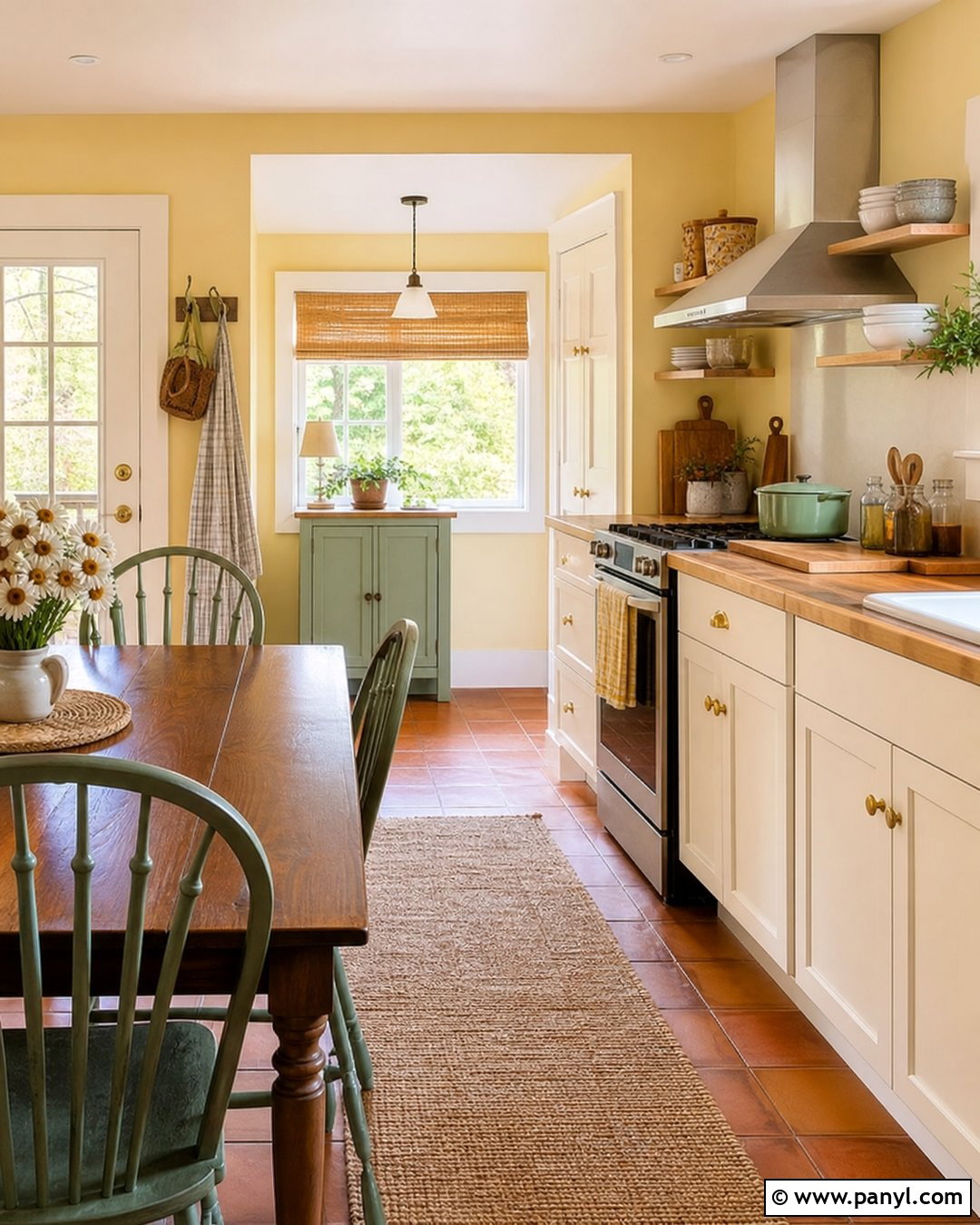 Butter Yellow Walls With Terracotta Tile Floors - 25 Wall Floor Color Combination Ideas