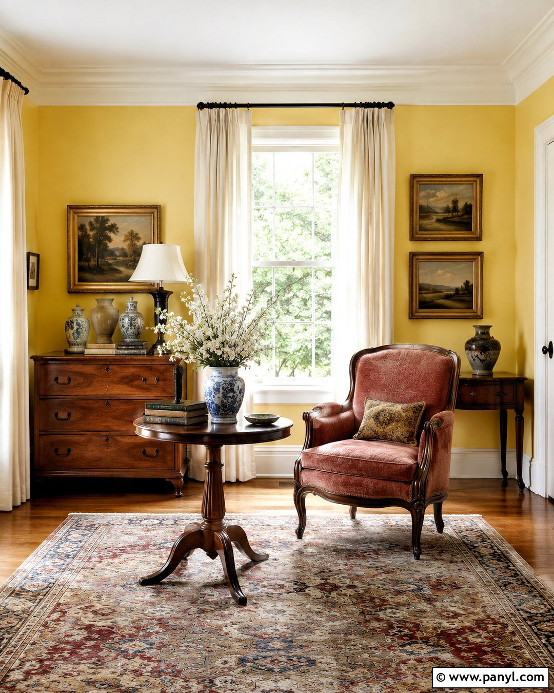 Butter Yellow Walls With Vintage Furniture - 40 butter yellow walls