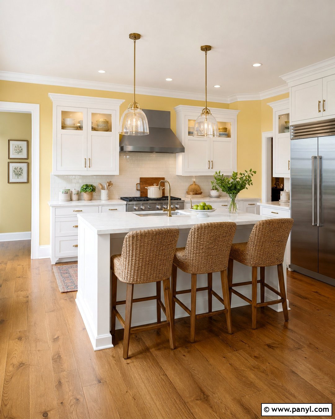 Butter Yellow Walls With White Cabinets - 30 Yellow Walls Kitchen Ideas