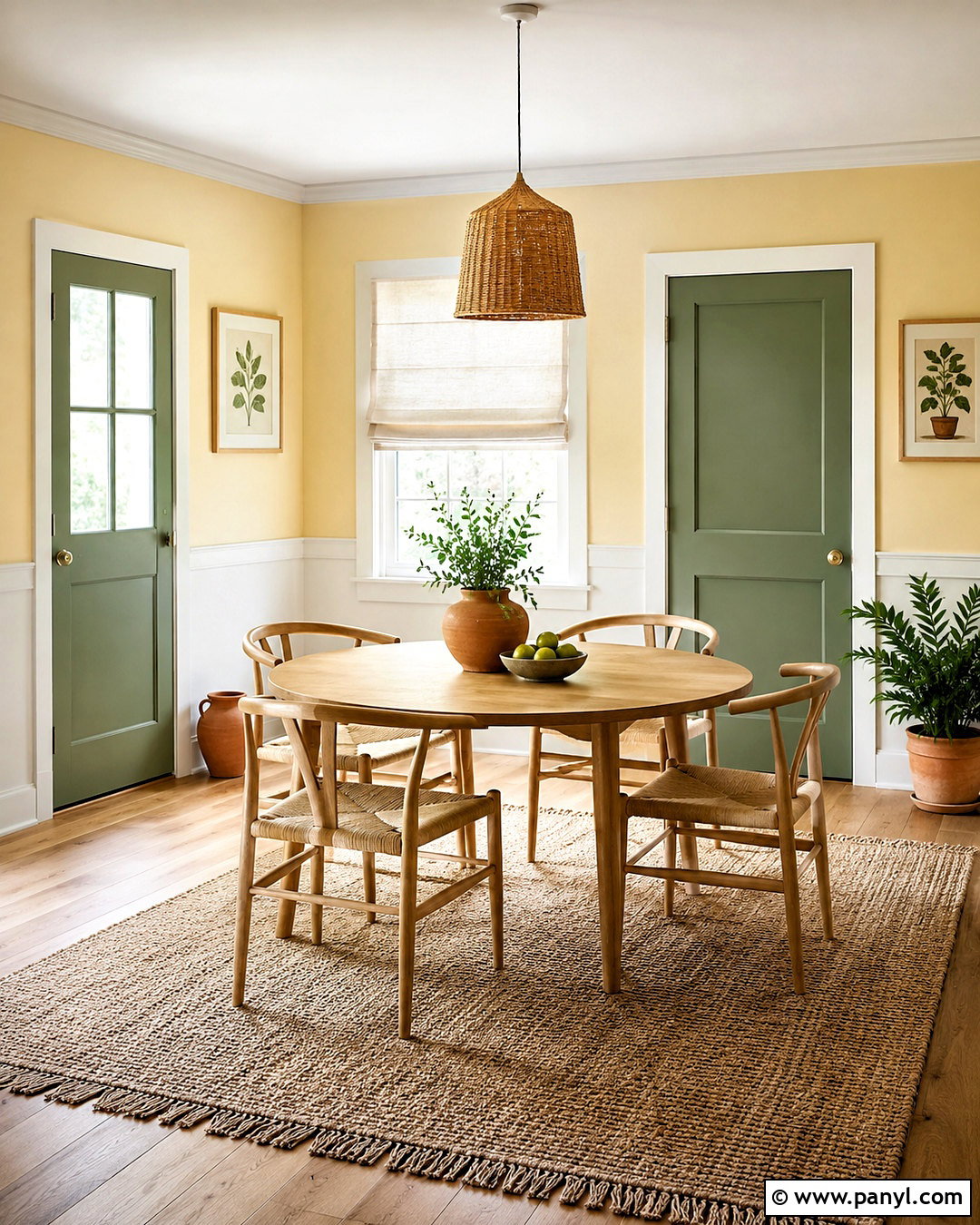 Butter Yellow Walls With White Trim And Sage Doors - 20 Wall Trim And Door Colors